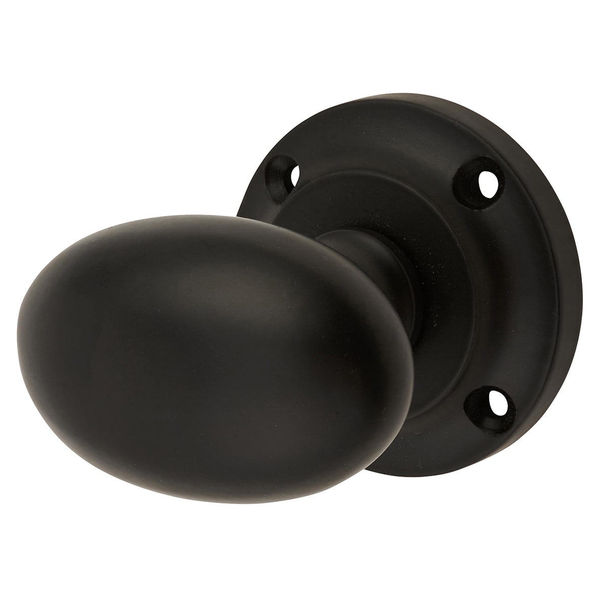 Matt Black Oval Mortice Door Knobs Pack - 57mm Rose Diameter - view 2