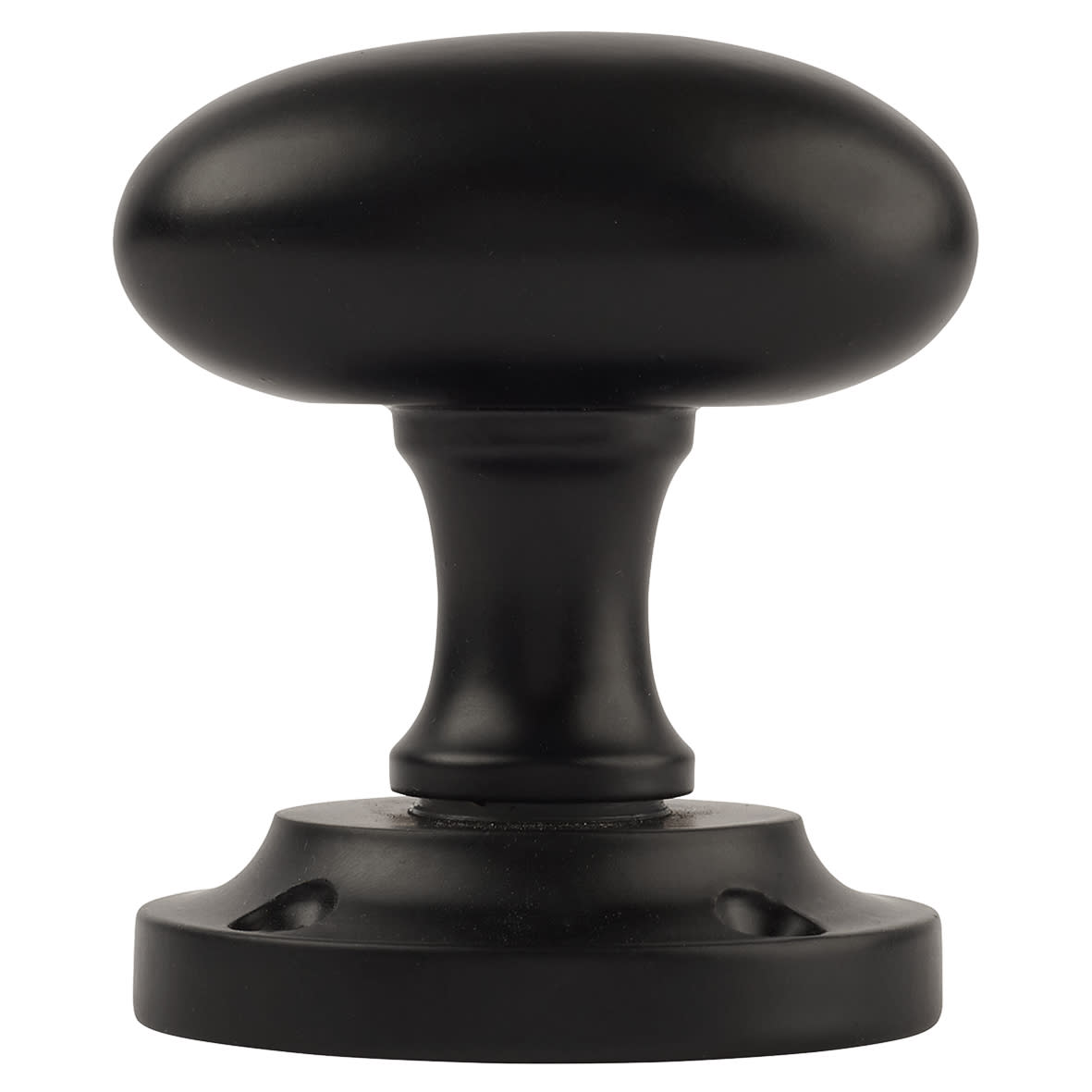 Matt Black Oval Mortice Door Knobs Pack - 57mm Rose Diameter - view 3