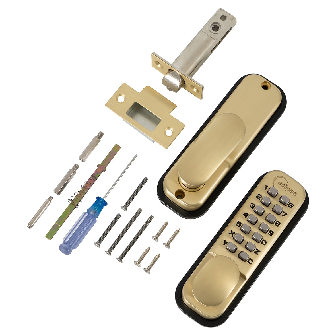 Easy Code Push Button Digital Code Lock - Holdback Option - Polished Brass - view 3