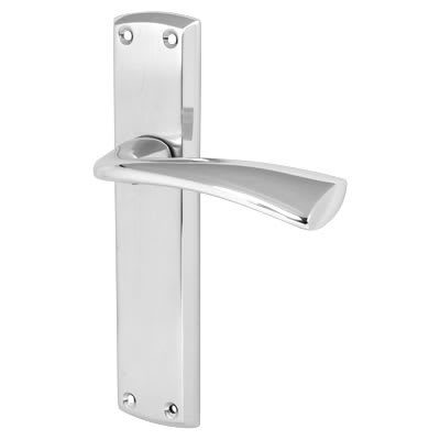 Satin Chrome Latch Door Handles - Taranto Range - 190 x 45mm - view 2