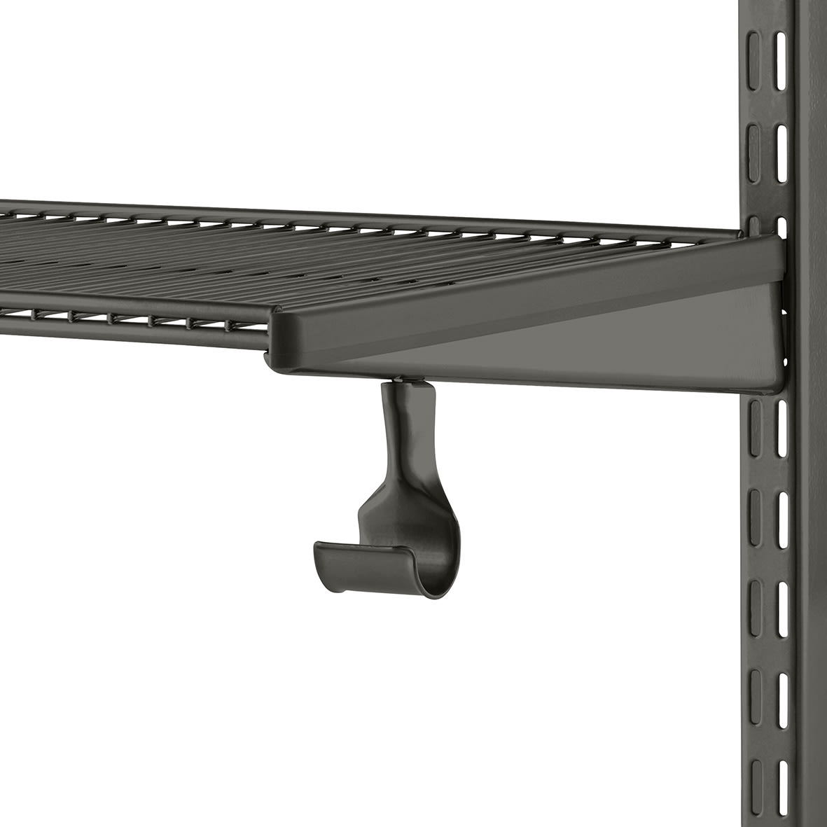 Top Track System - Click In Clothes Hanging Rail Holder Bracket - 40 x 35 x 77mm - Graphite - view 2