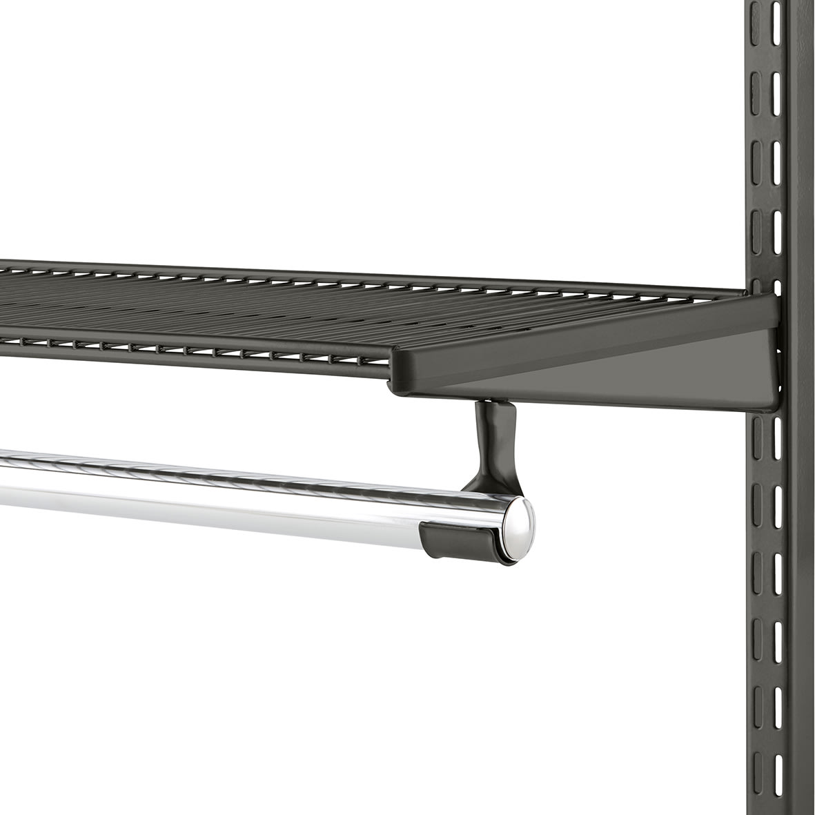 Top Track System - Click In Clothes Hanging Rail Holder Bracket - 40 x 35 x 77mm - Graphite - view 3