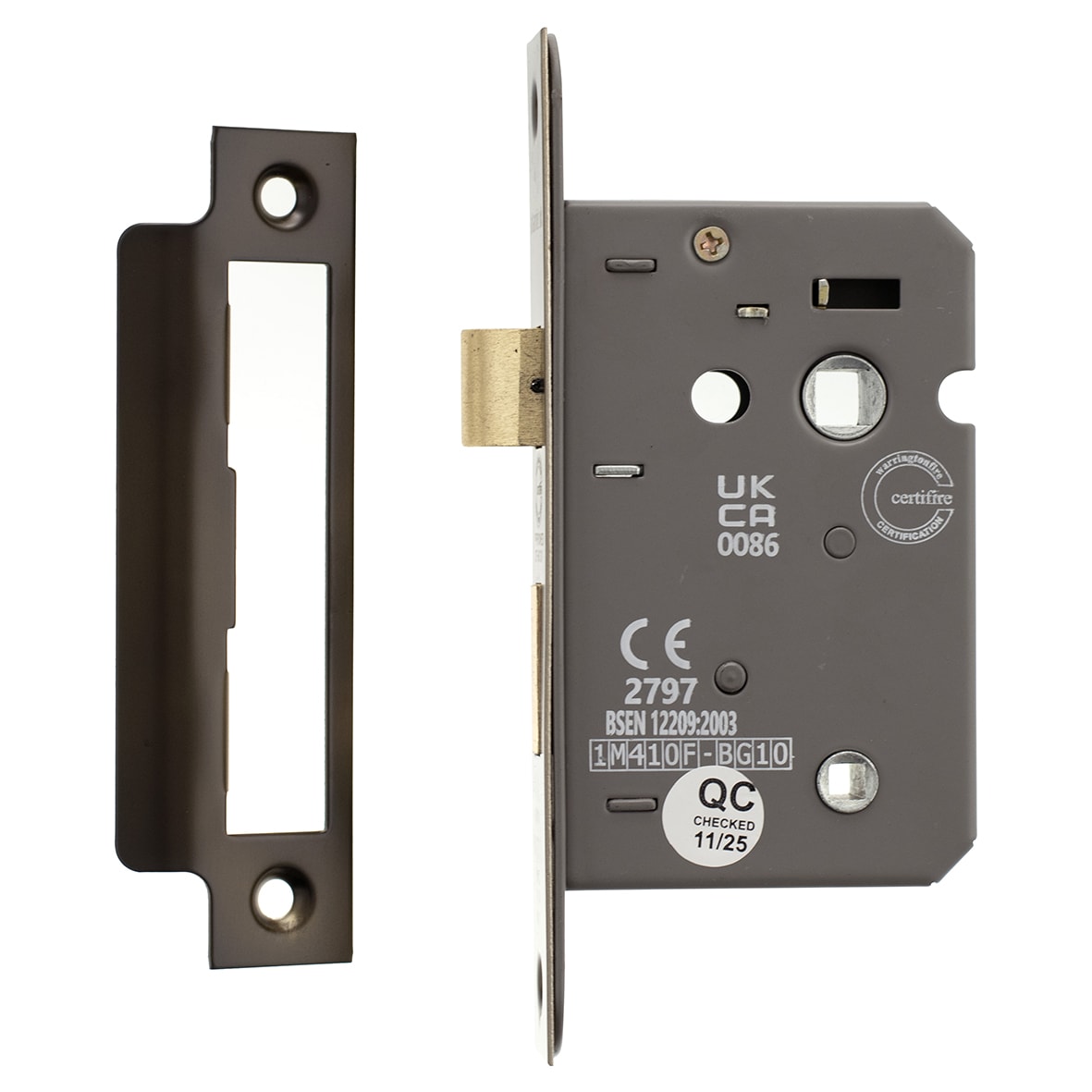 Bolt Through Bathroom Lock - 65mm Case - 44mm Backset - Urban Dark Bronze - view 2