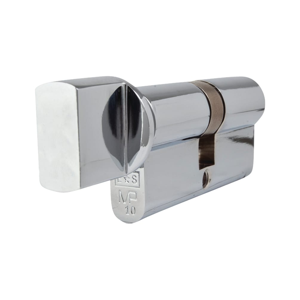 10 Pin 70mm Euro Thumbturn Cylinder - 35mm Turn + 35mm - Polished Chrome - Master Keyed - view 3