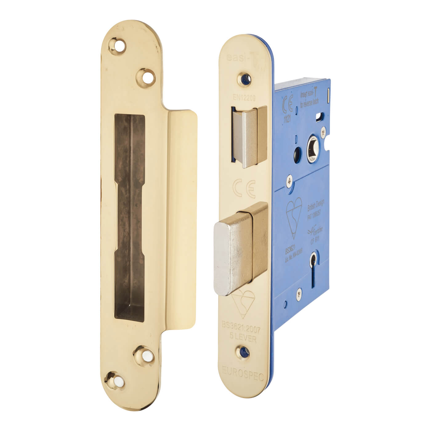 Bolt Through 5 Lever Sashlock - 78mm Case - 57mm Backset - Radius - PVD Brass - view 2