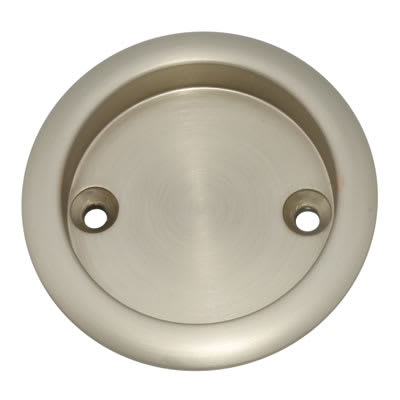 Round Screw Fixed Flush Handle - 63mm Diameter - Satin Nickel - view 2
