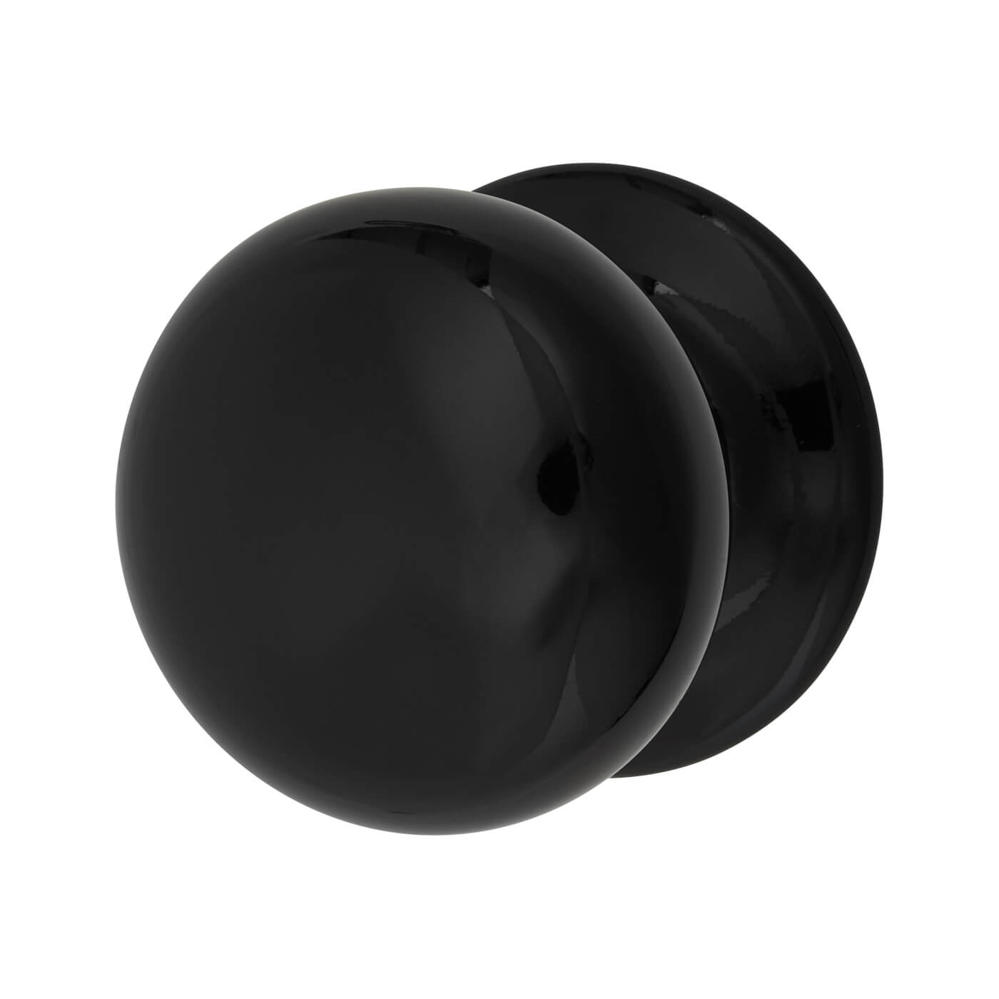 Black Traditional Porcelain Mortice/Rim Door Knob - 60mm Rose Diameter - view 2
