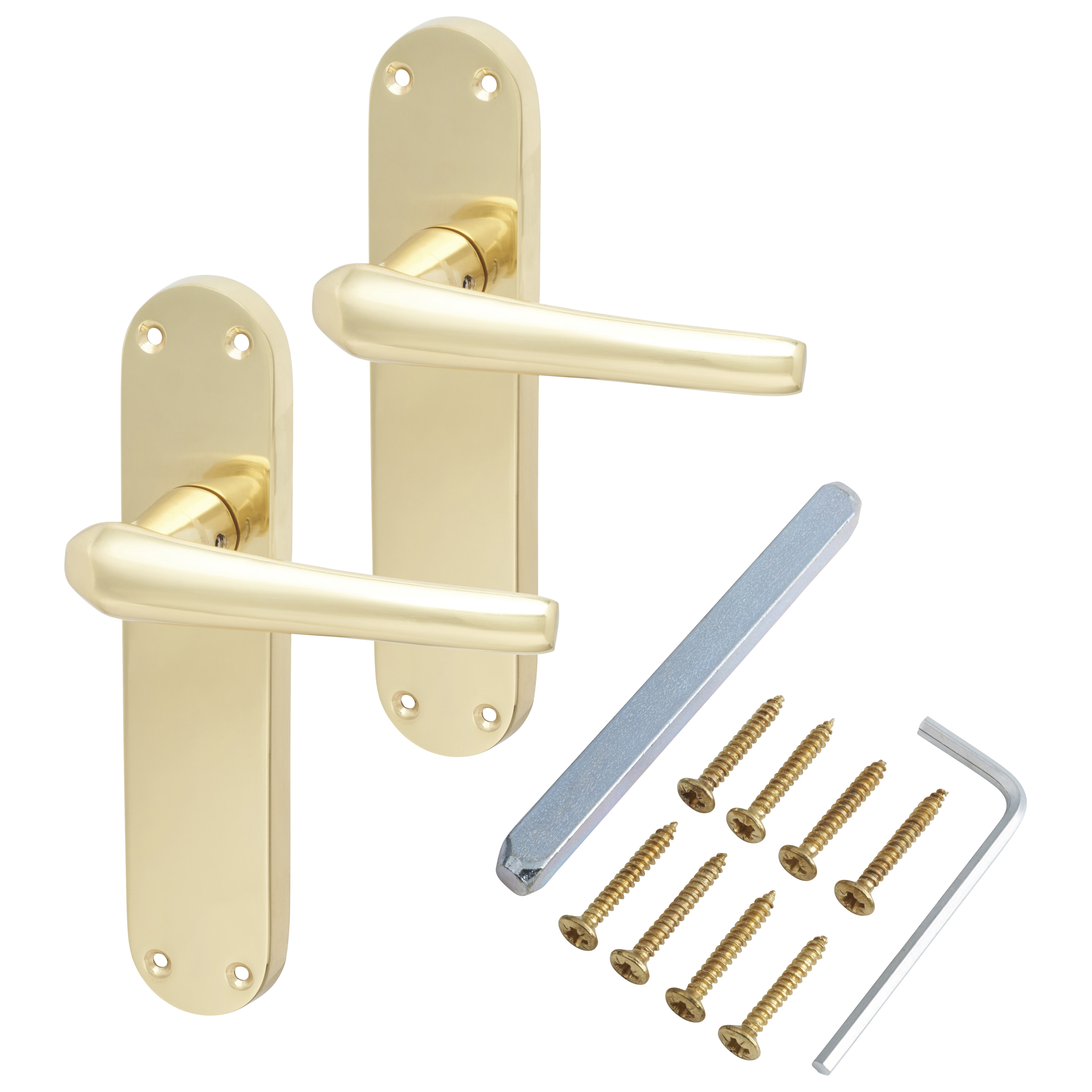 Polished Brass Latch Door Handles - Naples Range - 182 x 40mm - view 3