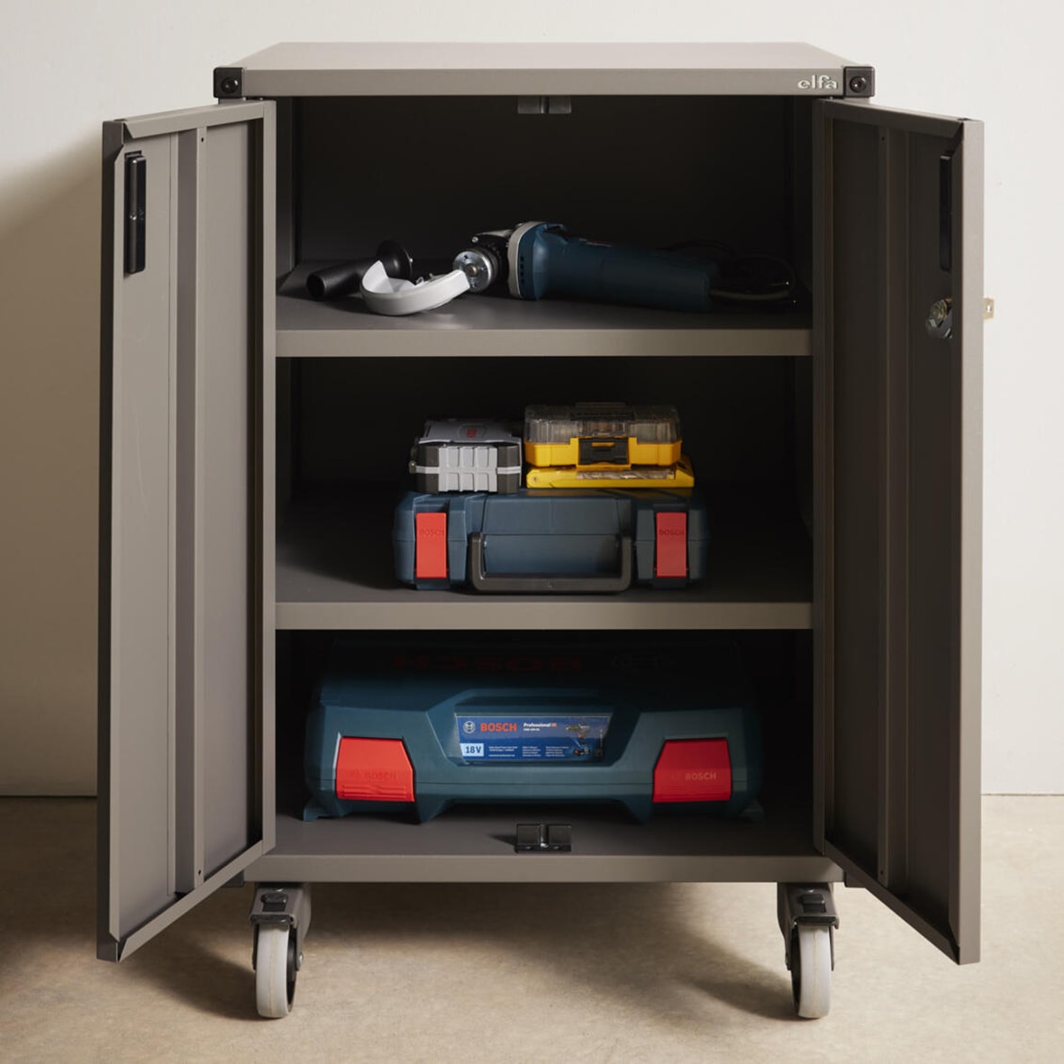 Garage+ Storage Top Track System - Lower Storage Cabinet Kit - 767 x 605 x 531mm - Matt Grey - view 2