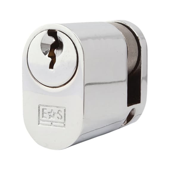5 Pin 40mm Oval Single Cylinder - 30 + 10mm - Polished Chrome - Keyed to Differ - view 2