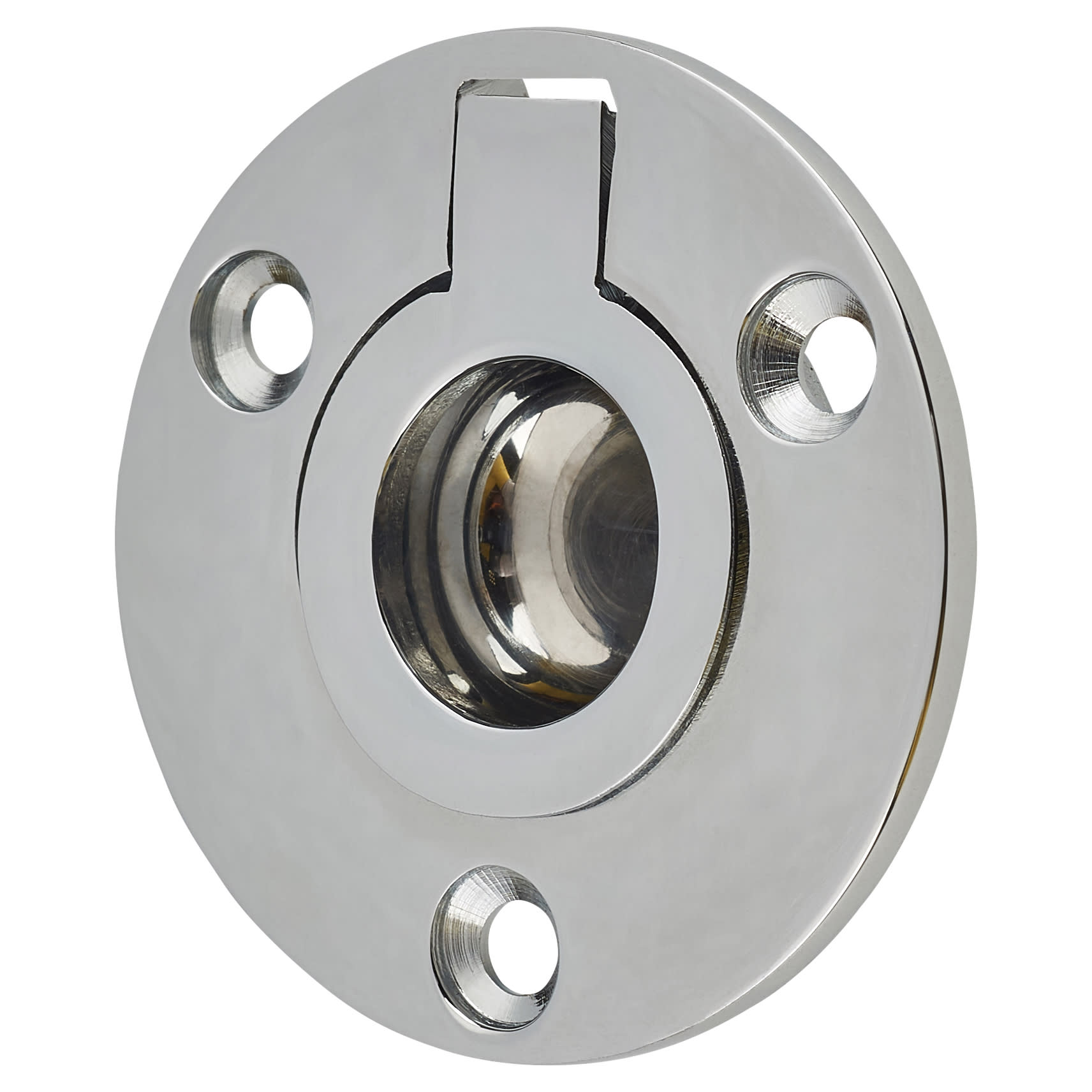 Round Flush Ring Cabinet Pull Handle - 45mm Diameter - Polished Chrome - view 2