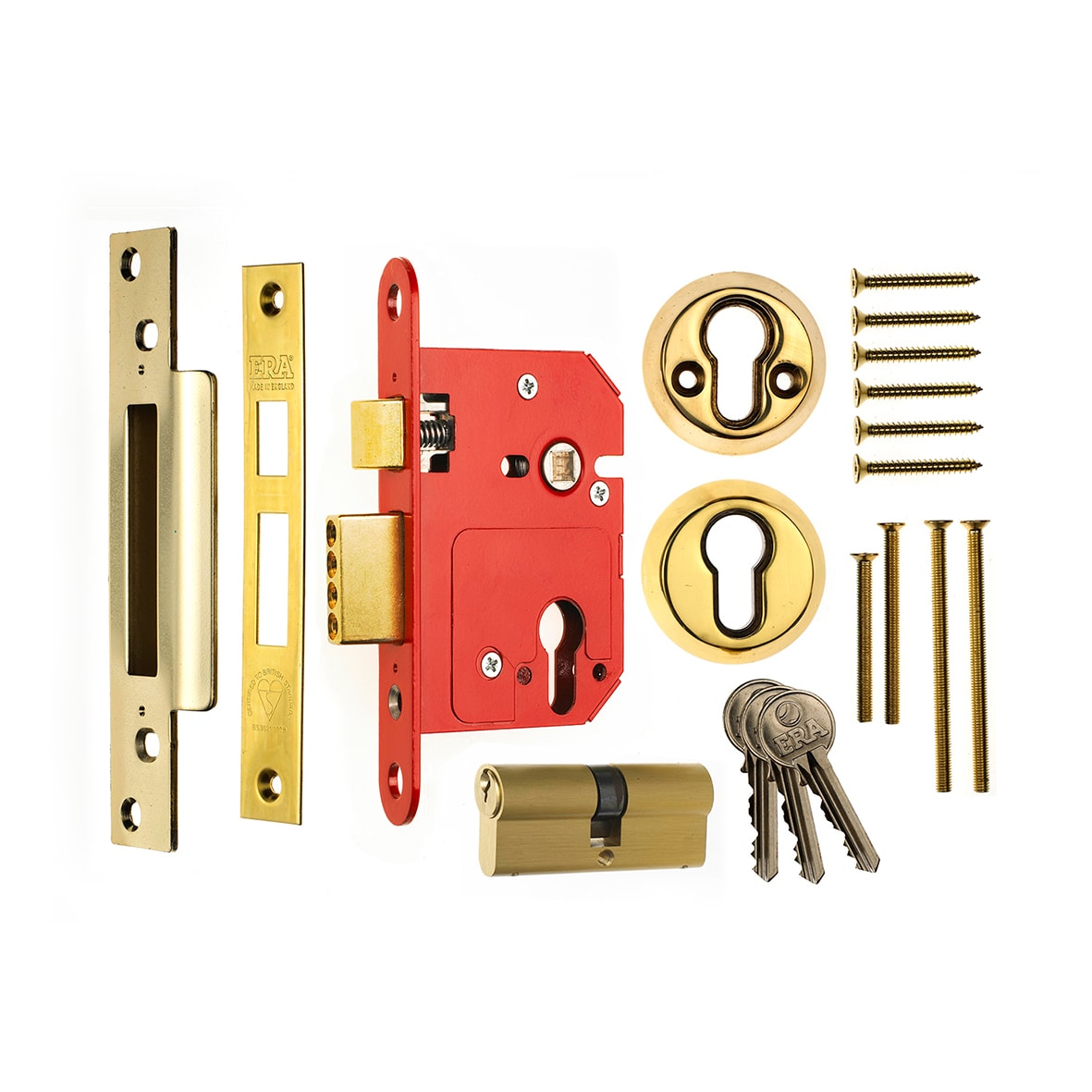 Fortress:2007 Bolt Through Euro Profile Sashlock - 64mm Case - 44mm Backset - Polished Brass - view 2