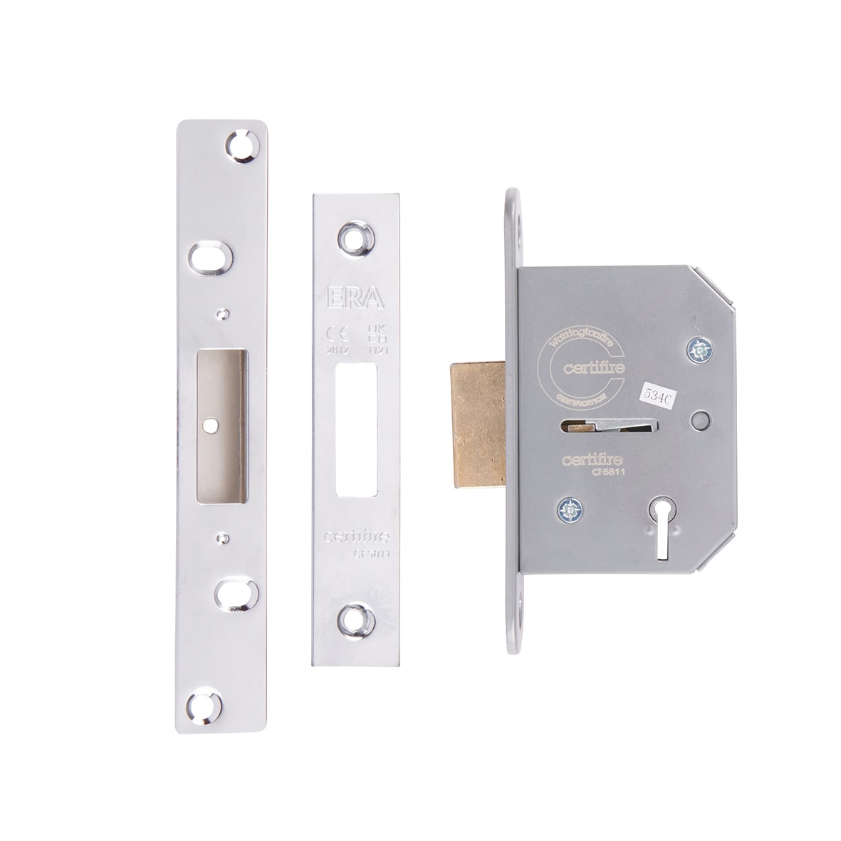 Viscount 5 Lever Deadlock - 64mm Case - 44mm Backset - Polished Chrome - view 2