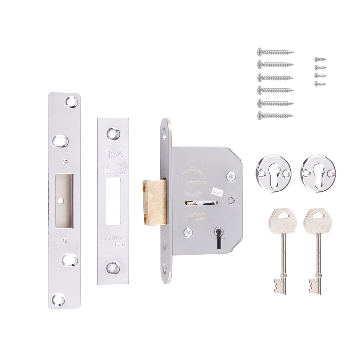 Viscount 5 Lever Deadlock - 64mm Case - 44mm Backset - Polished Chrome - view 3