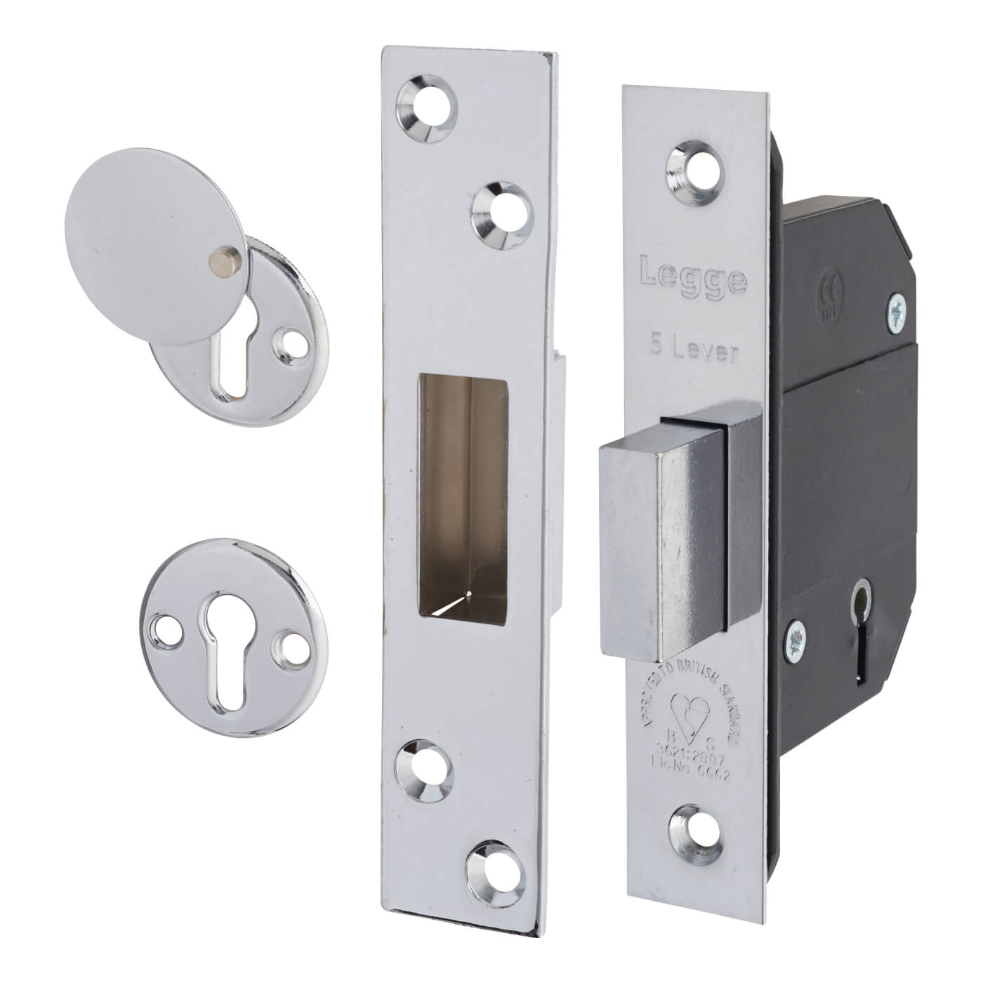 Heavy Duty:2007 5 Lever Deadlock - 68mm Case - 45mm Backset - Polished Stainless Steel - view 2