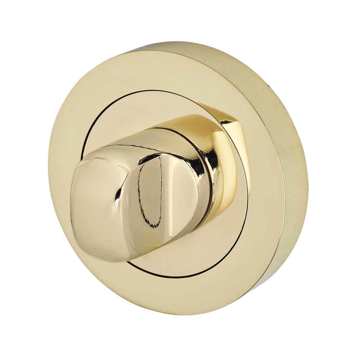 Polished Brass Bathroom Deadbolt Lock Door Handles on Rose Pack - Ella Range - view 6