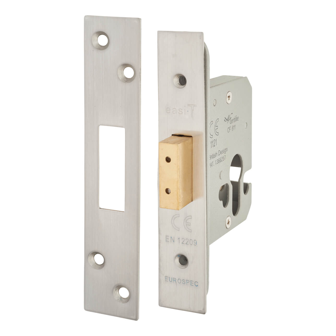 Architectural Euro Profile Deadlock - 65mm Case - 44mm Backset - Satin Stainless Steel - view 2