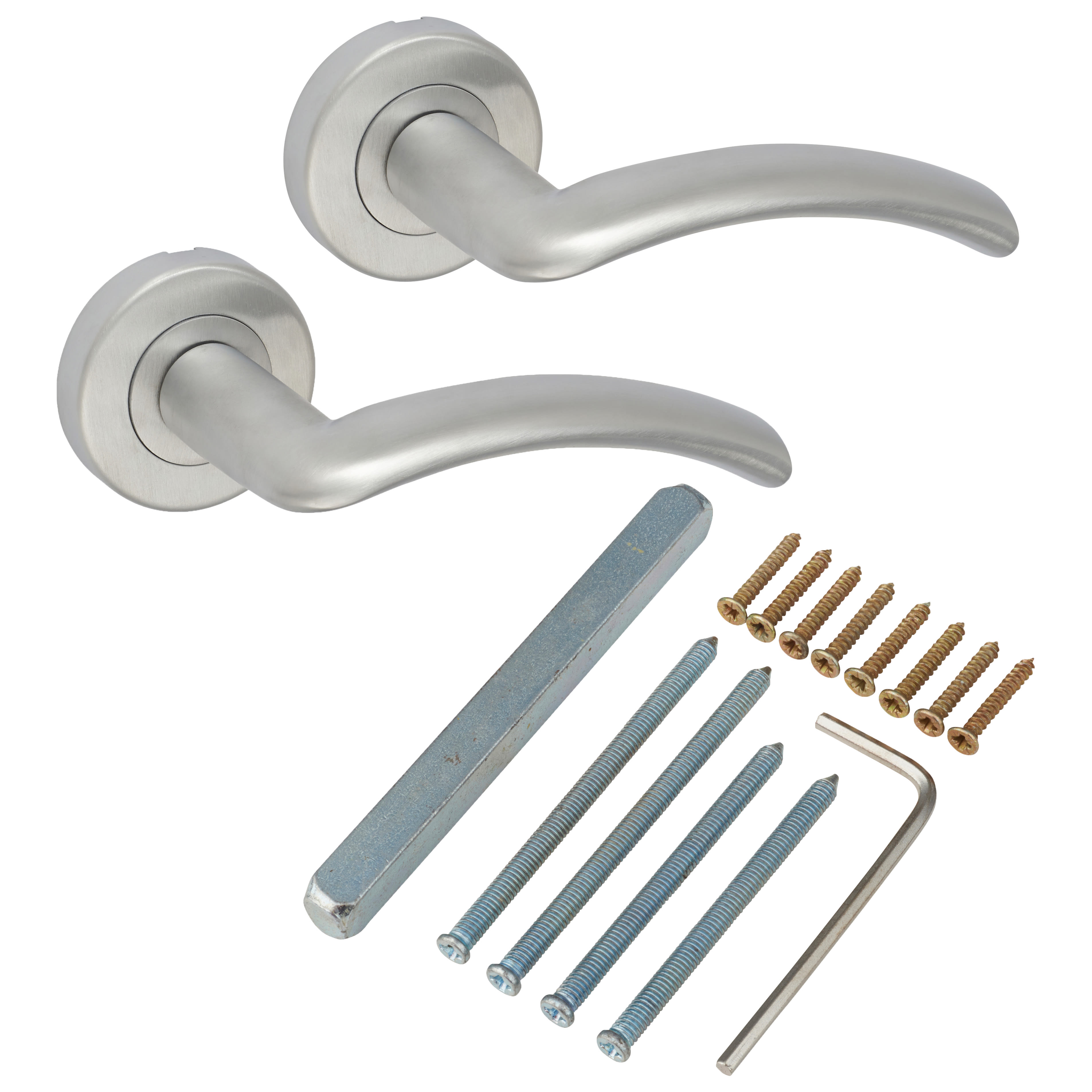 Marcus Satin Chrome Door Handles on Round Rose - Centaur Range - view 3