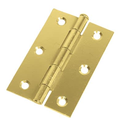 Loose Pin Steel Butt Door Hinge - 89 x 58mm - Polished Brass - Pair - view 2