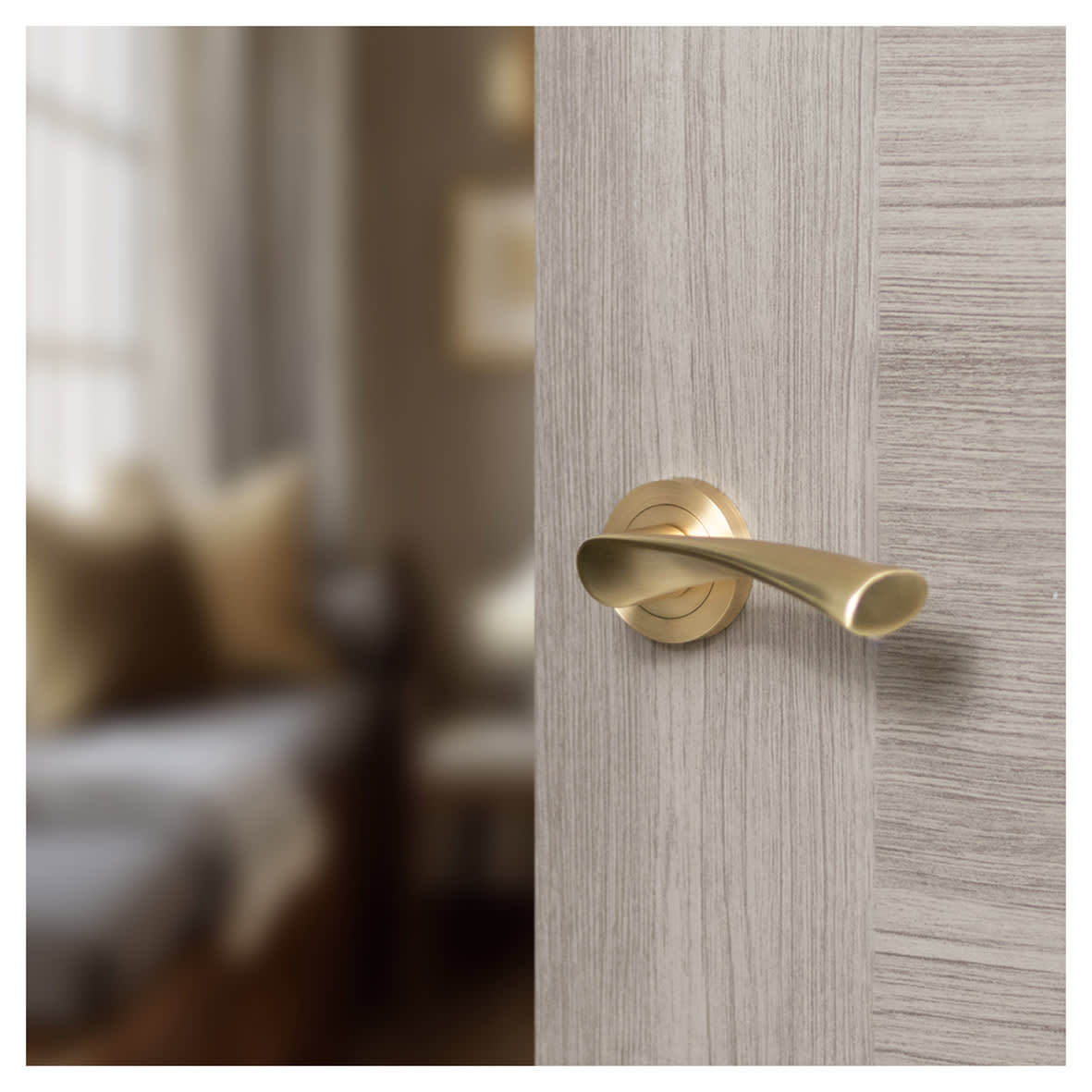 Satin Chrome 3 Lever Sashlock Door Handles on Rose Pack - Knightsbridge Range - view 2
