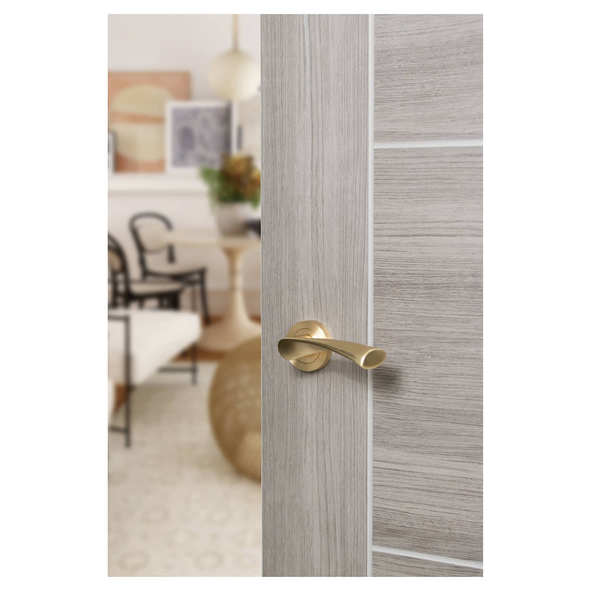Satin Chrome 3 Lever Sashlock Door Handles on Rose Pack - Knightsbridge Range - view 3