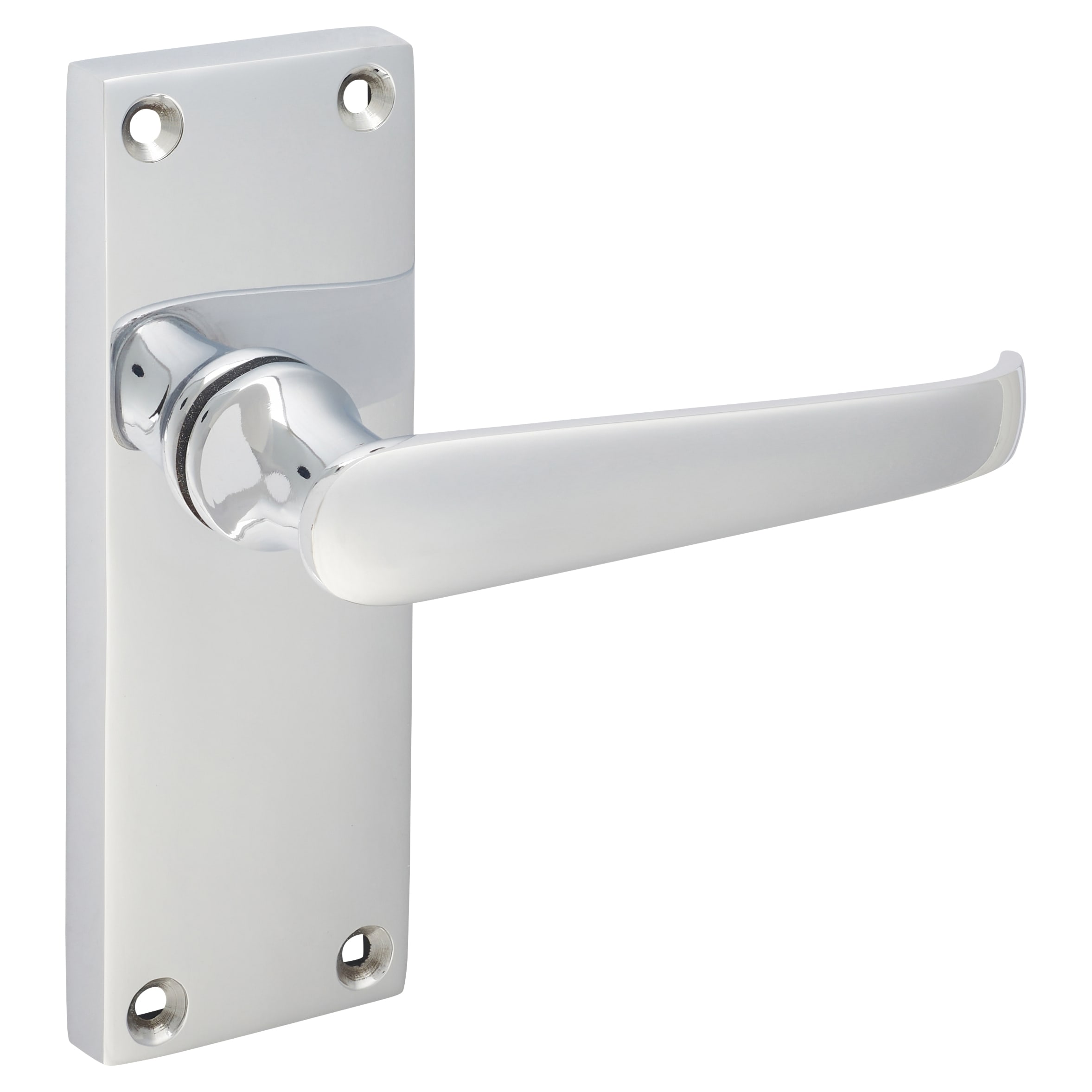 Polished Chrome Victorian Latch Door Handles Pack - Short Plate - view 3