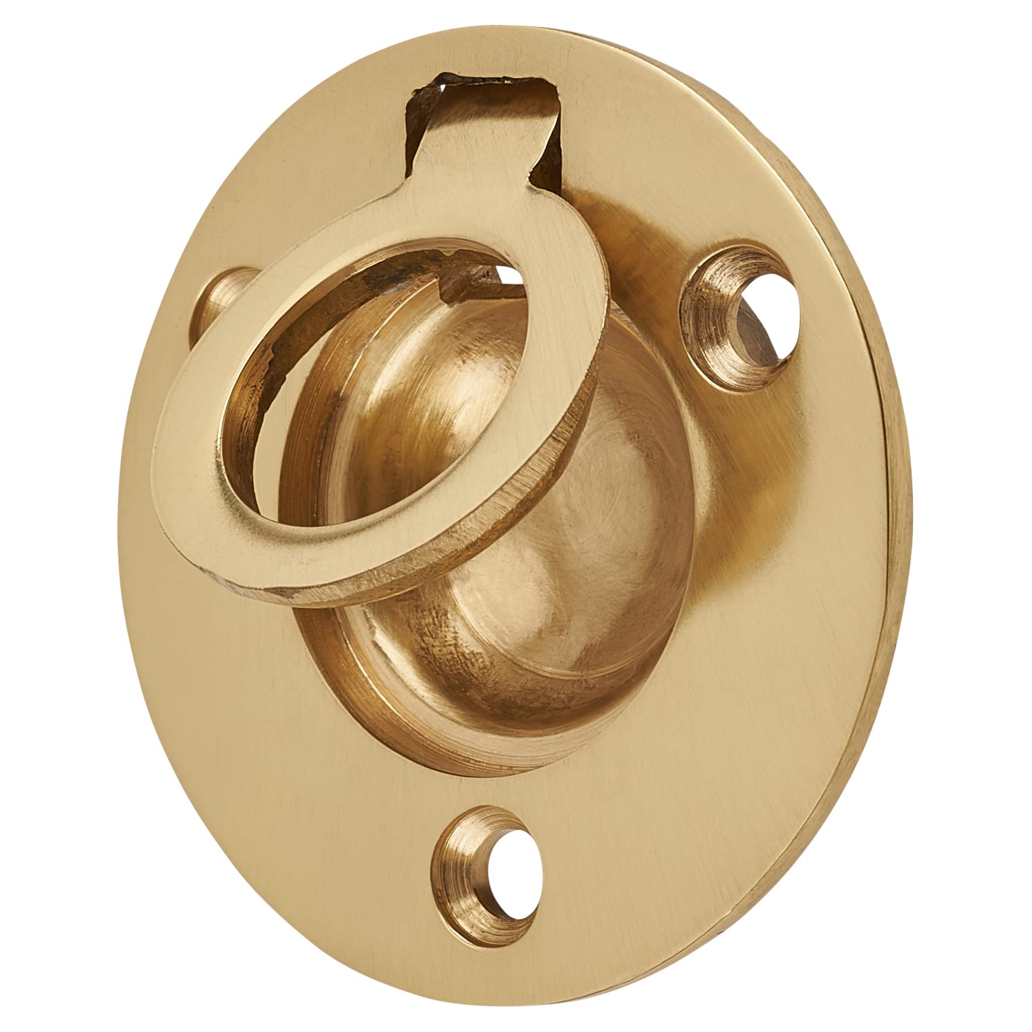 Round Flush Ring Cabinet Pull Handle - 38mm Diameter - Polished Brass - view 3