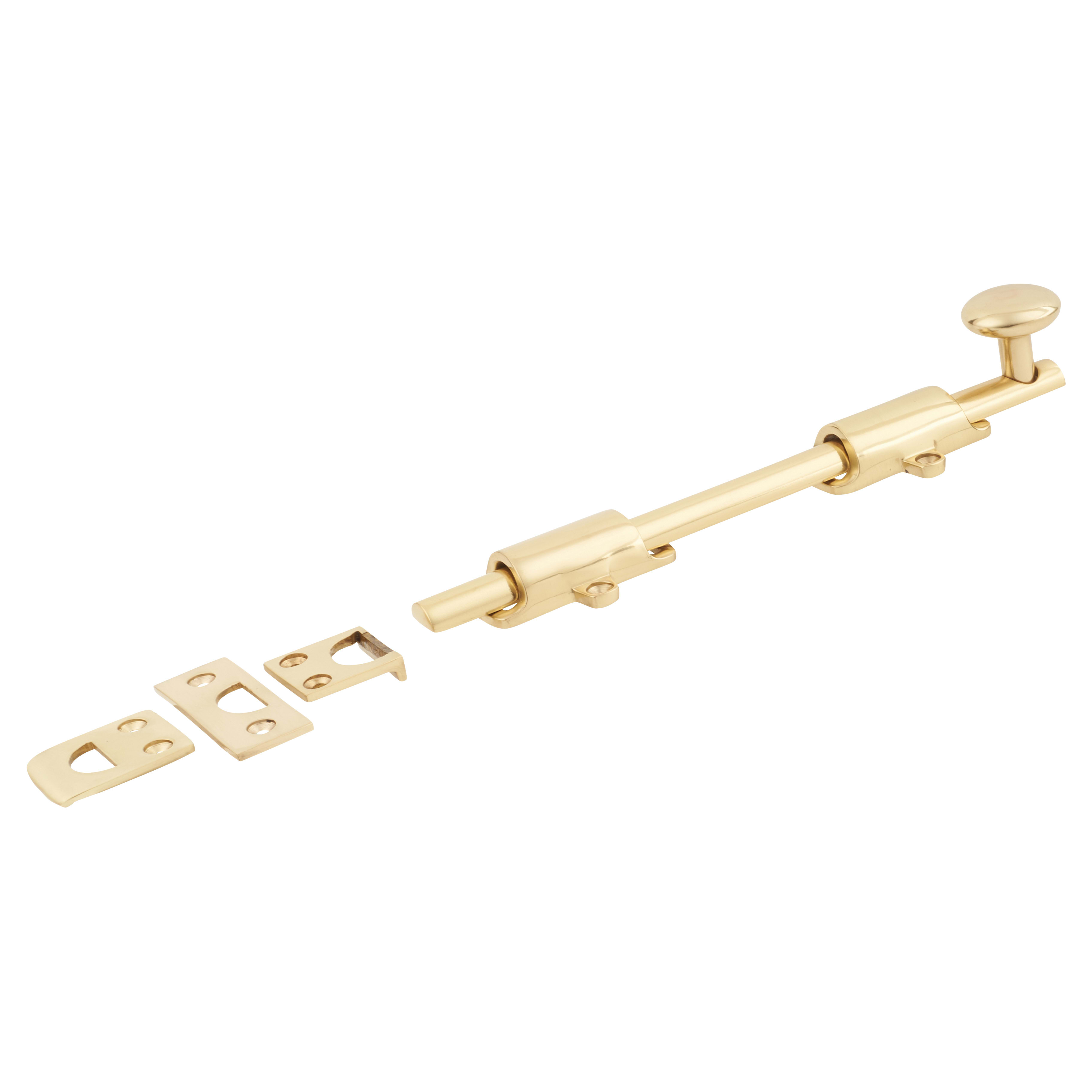 French Door Bolt/Flat Section Bolt - 202 x 42mm - Polished Brass - view 2