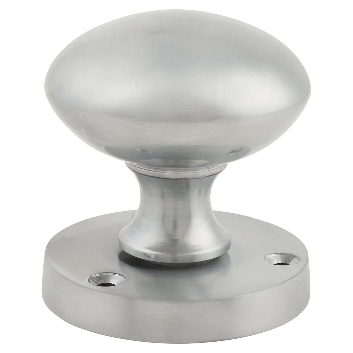 Satin Chrome Round Mortice Door Knob - 60mm Rose Diameter - view 2