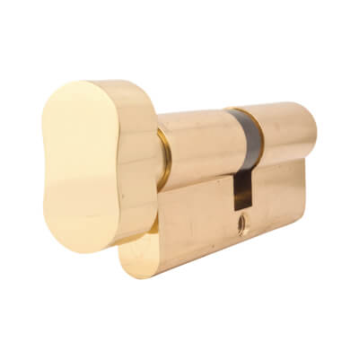 1 Star 6 Pin Kitemarked 80mm Euro Thumbturn Cylinder - 40mm Turn + 40mm - Polished Brass - view 3