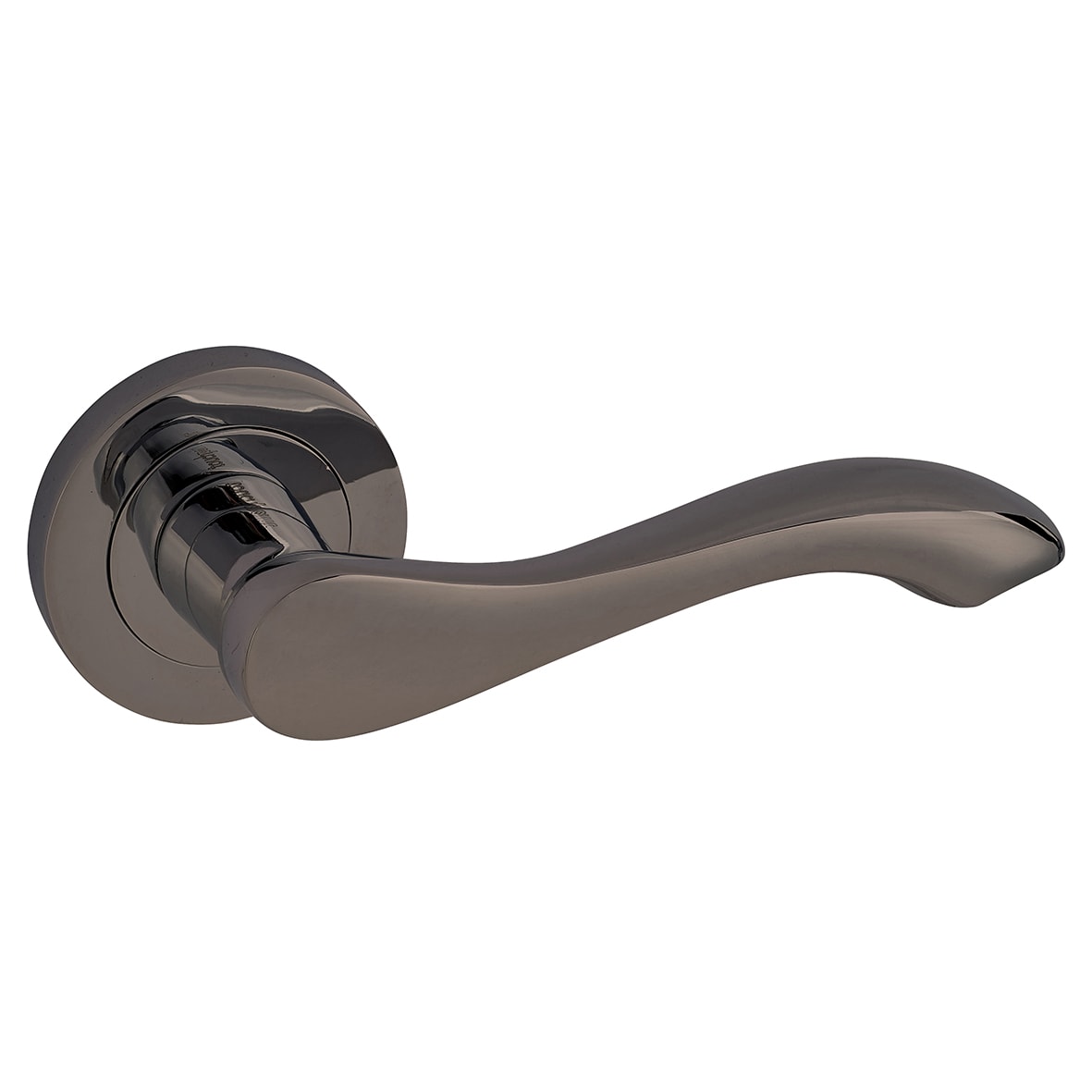 Black Nickel Scroll Latch Door Handles on Rose Pack - Scarlett Range - view 4