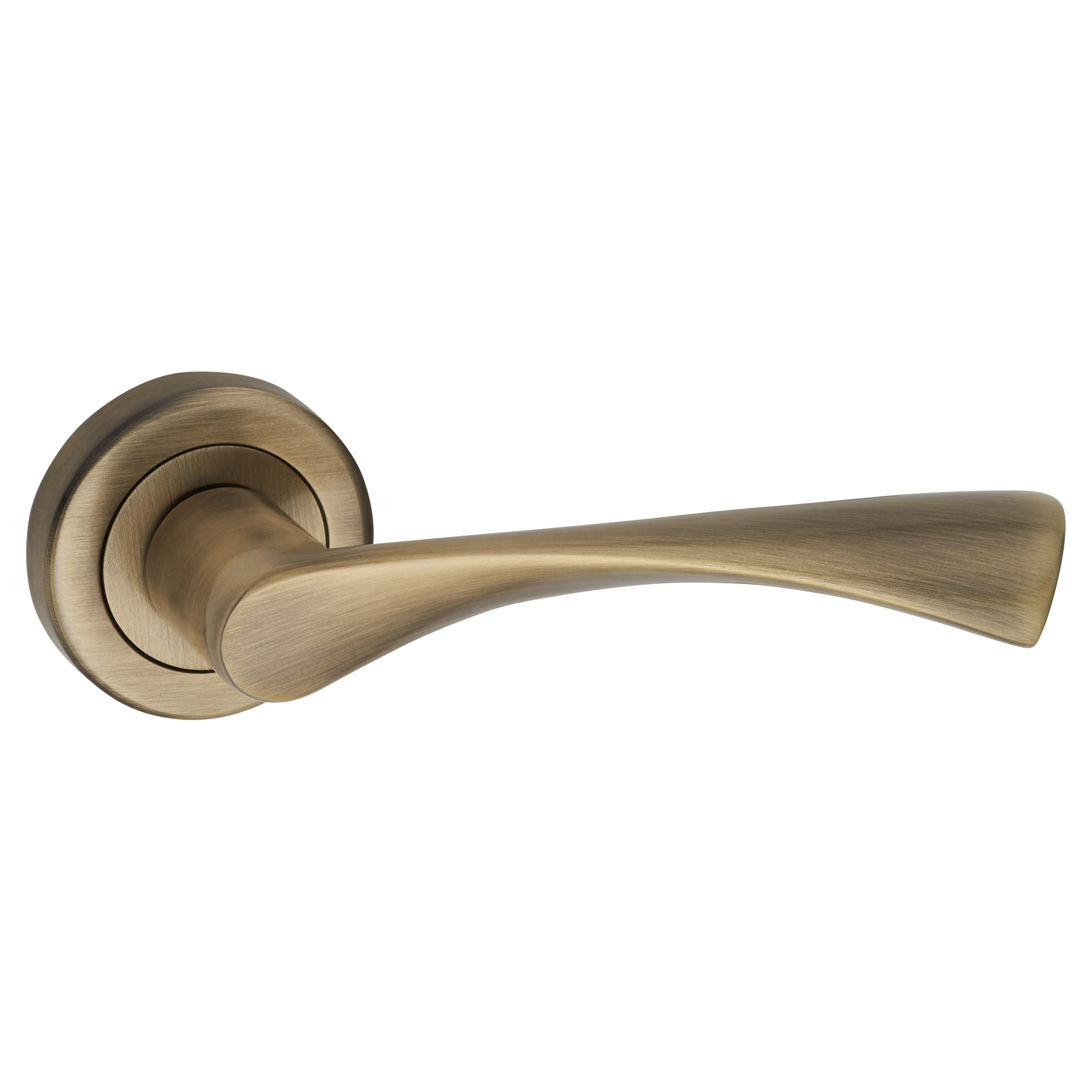 Antique Brass Door Handles on Round Rose - Knightsbridge Range - view 3