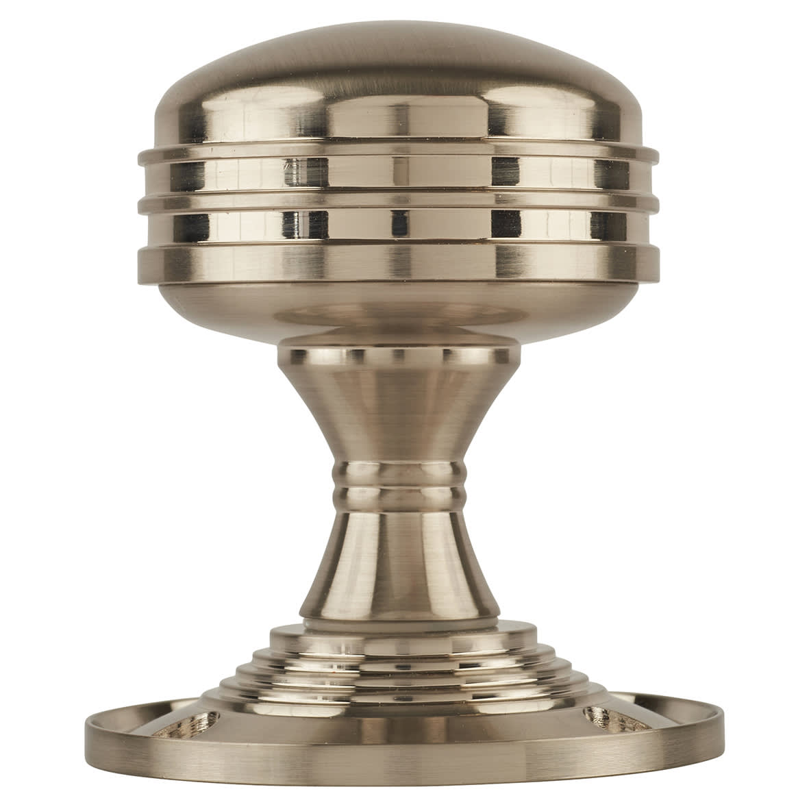 Satin Nickel Ringed Mortice Door Knob - 63mm Rose Diameter - view 4