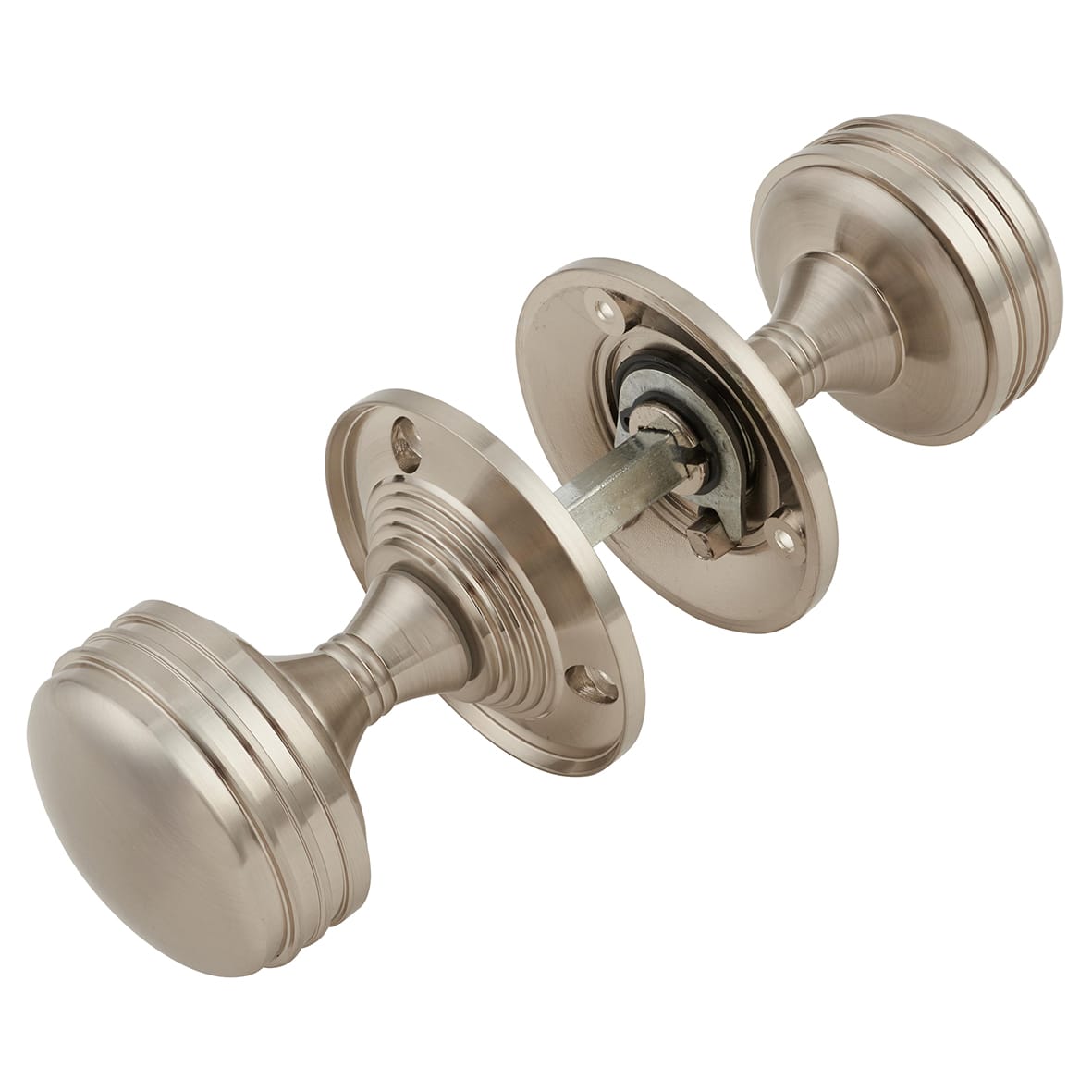 Satin Nickel Ringed Mortice Door Knob - 63mm Rose Diameter - view 5