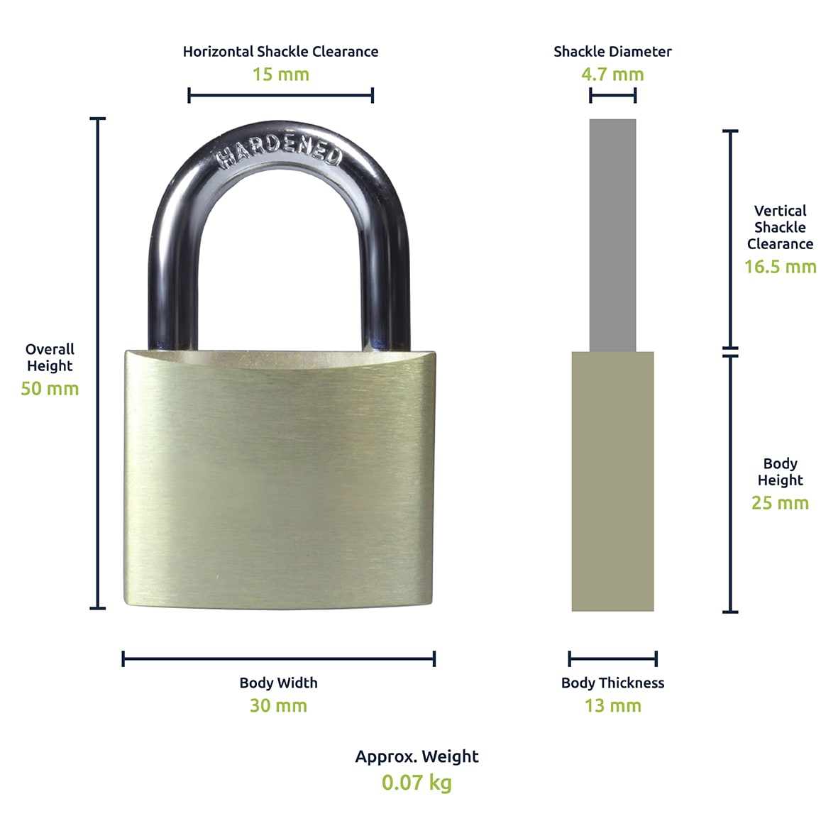 Watchman by Squire Solid Brass Padlock - 30mm Body - 18 x 15mm Shackle - Keyed to Differ - view 4