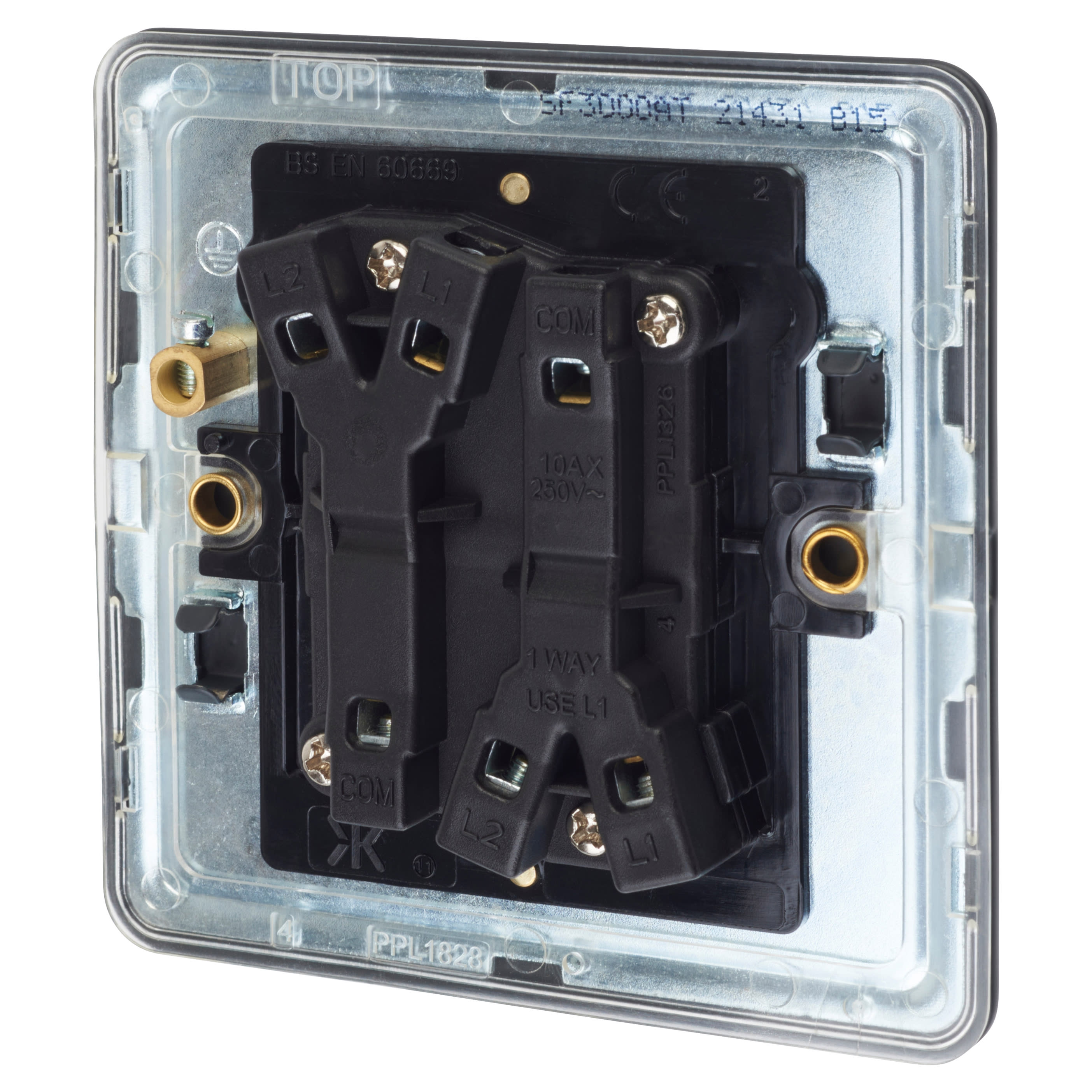 10AX 2 Gang Screwless Flat Plate Light Switch - Anthracite Grey - view 3