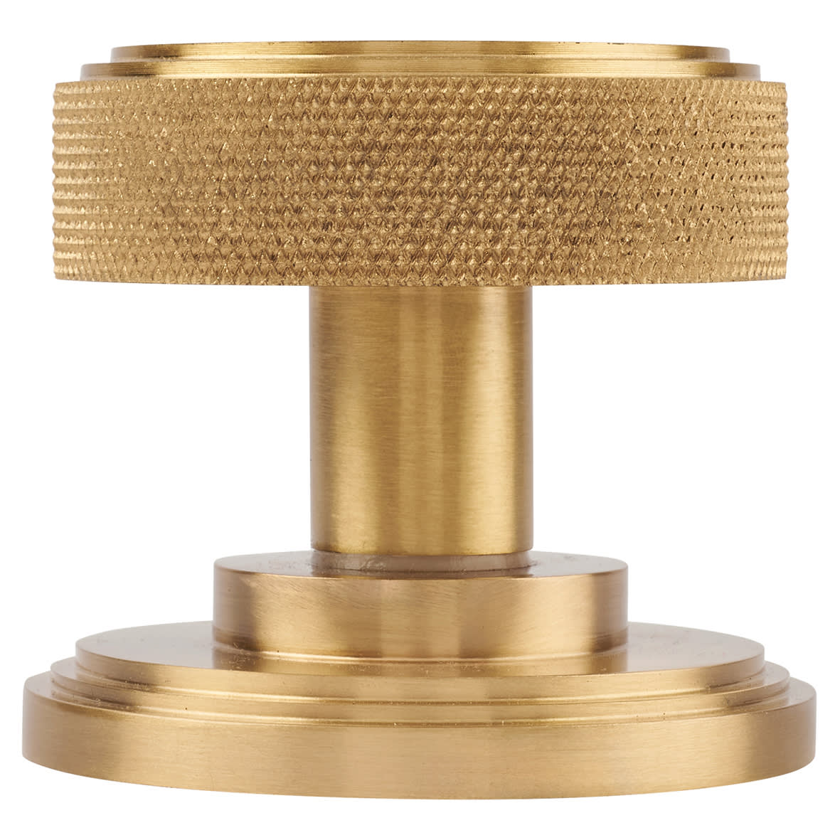 Satin Brass Knurled Mortice Door Knob - 62mm Rose Diameter - Riley Range - view 2