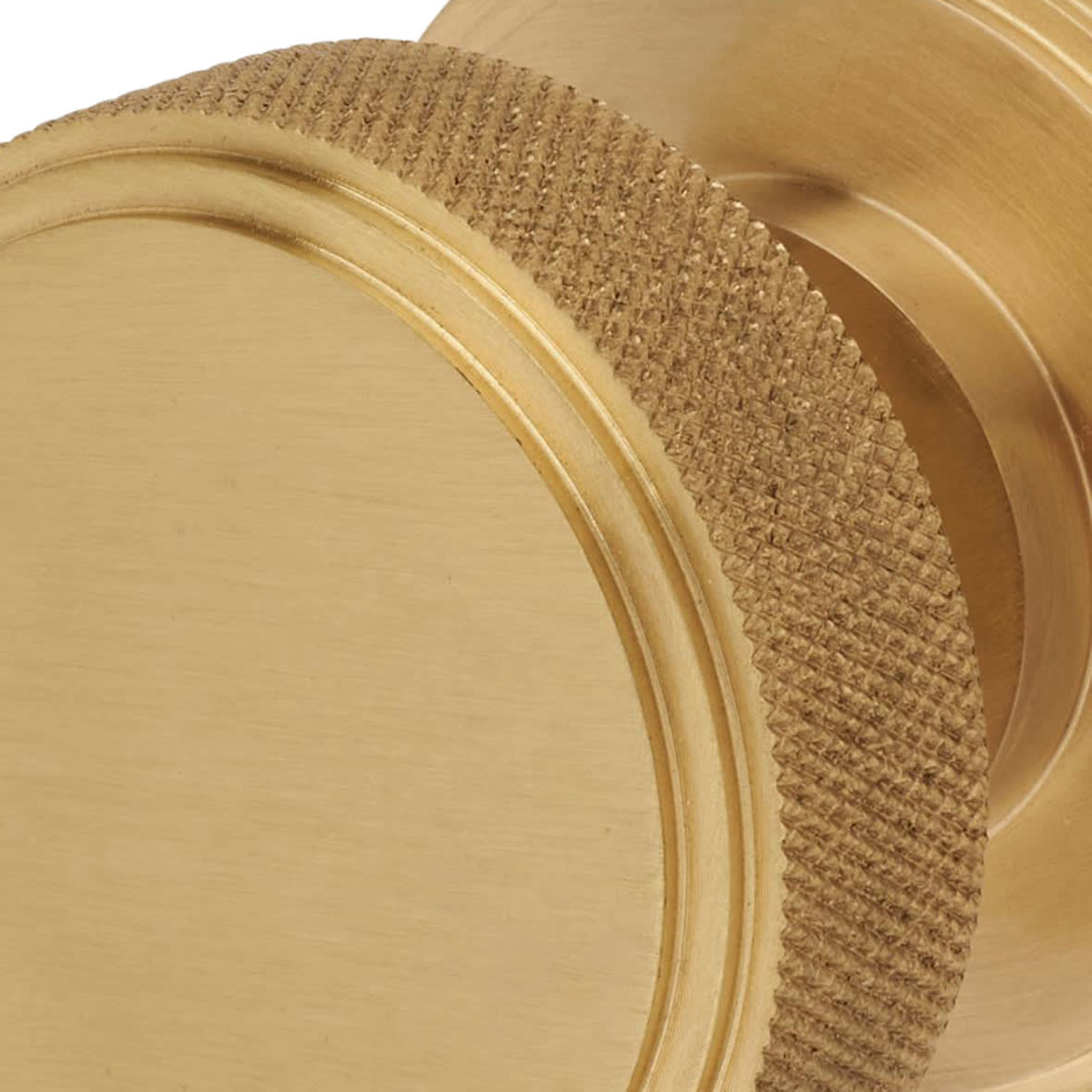 Satin Brass Knurled Mortice Door Knob - 62mm Rose Diameter - Riley Range - view 4