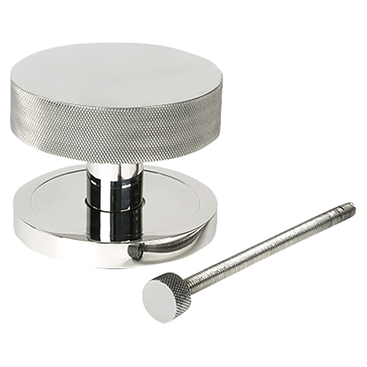 Brompton Polished Stainless Steel Round Knurled Centre Door Knob - 90mm Rose Diameter - view 2