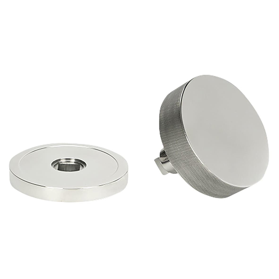 Brompton Polished Stainless Steel Round Knurled Centre Door Knob - 90mm Rose Diameter - view 3