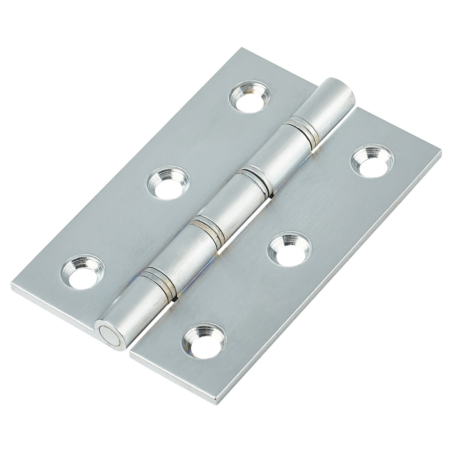 Double Phosphor Bronze Washered Butt Door Hinge - 75 x 50 x 2.5mm - Satin Chrome - Pair - view 2