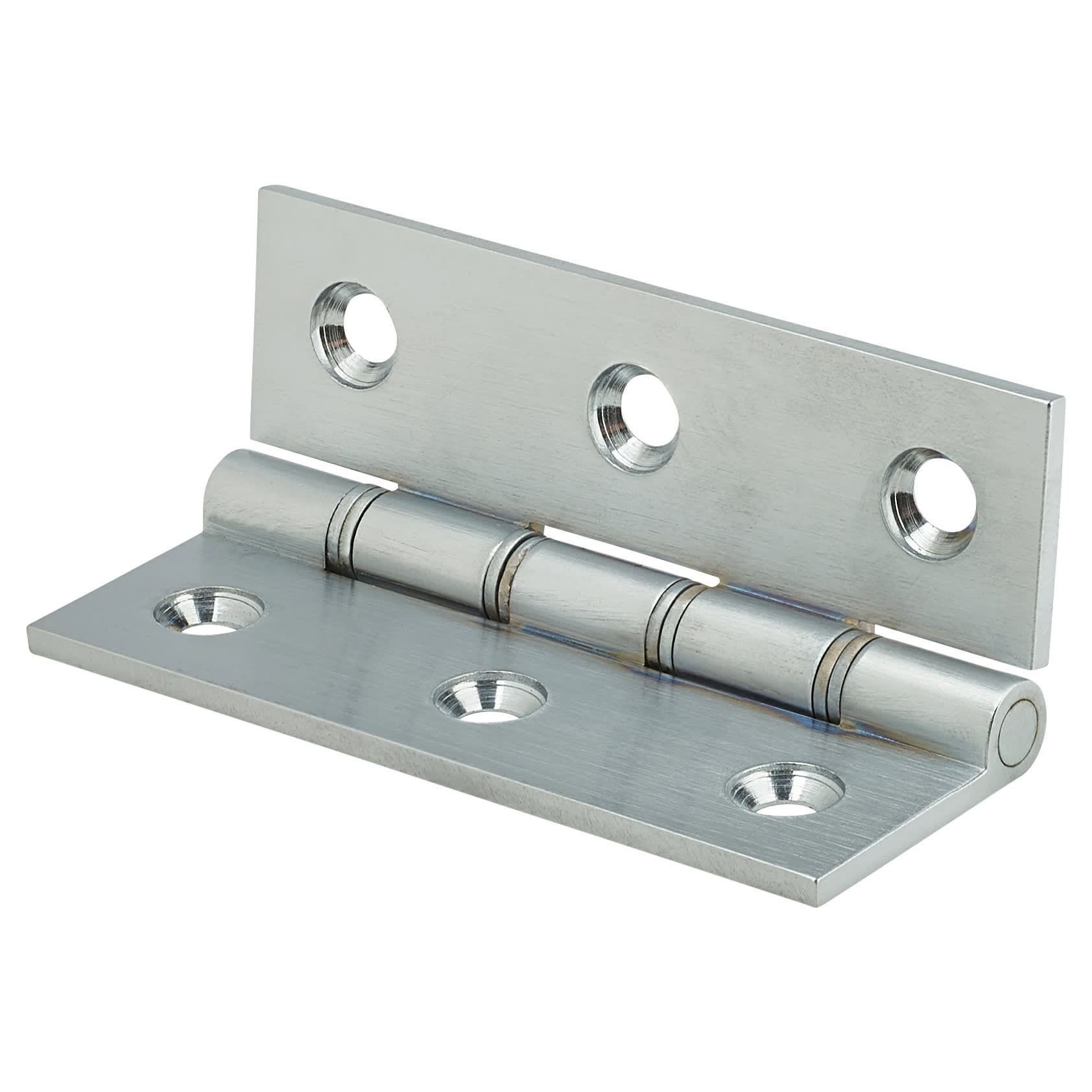 Double Phosphor Bronze Washered Butt Door Hinge - 75 x 50 x 2.5mm - Satin Chrome - Pair - view 3