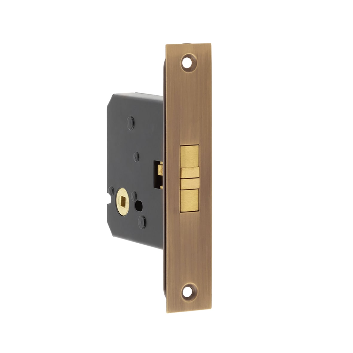 Sliding Door Bathroom Lock - 76mm Case - 56mm Backset - Antique Brass - view 2