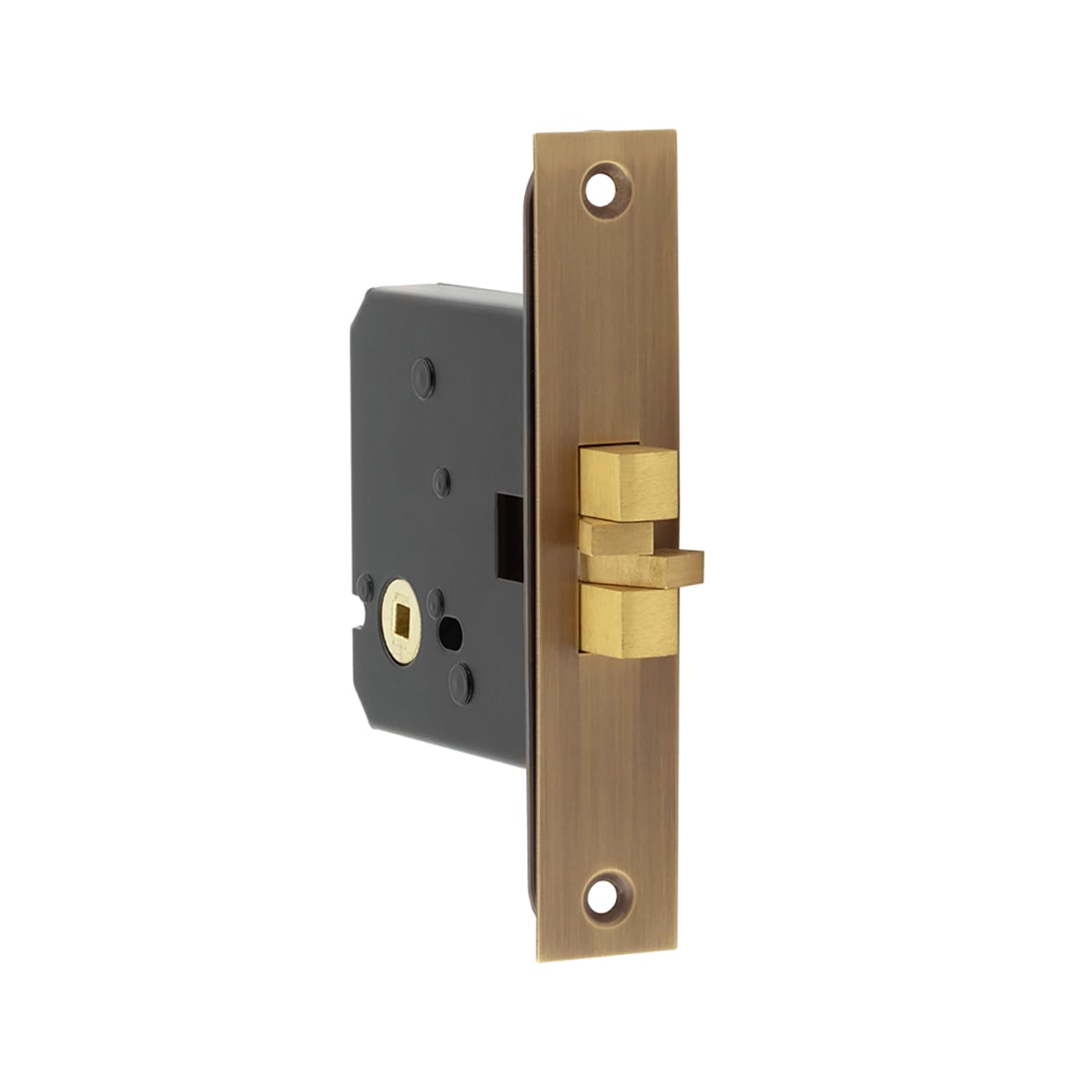 Sliding Door Bathroom Lock - 76mm Case - 56mm Backset - Antique Brass - view 3