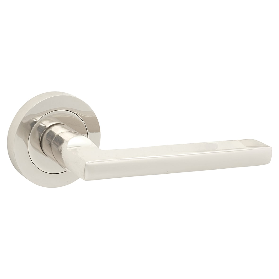 Polished Nickel Door Handles on Round Rose - Lexi Range - view 2