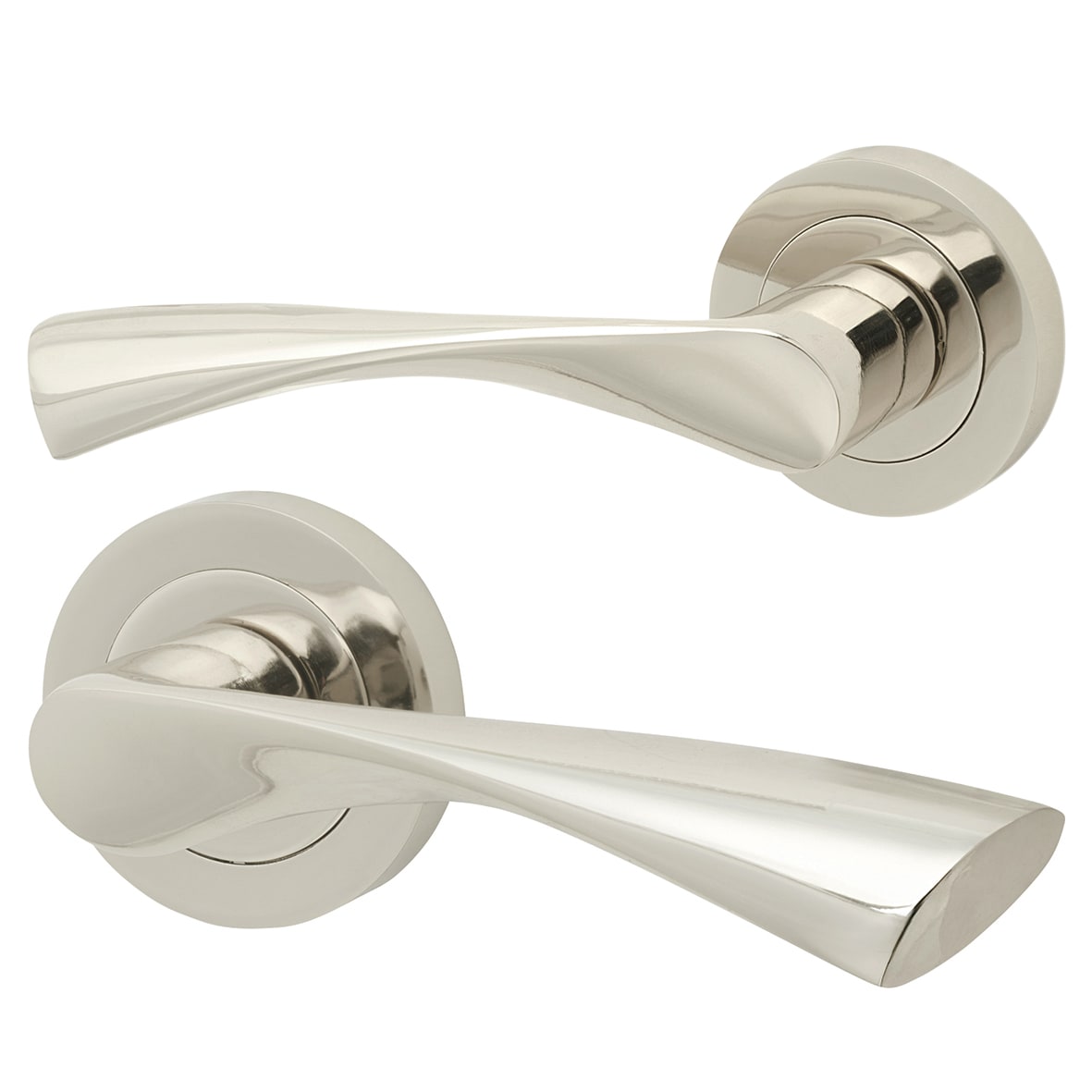 Polished Nickel 3 Lever Sashlock Door Handles on Rose Pack - Ariel Range - view 2