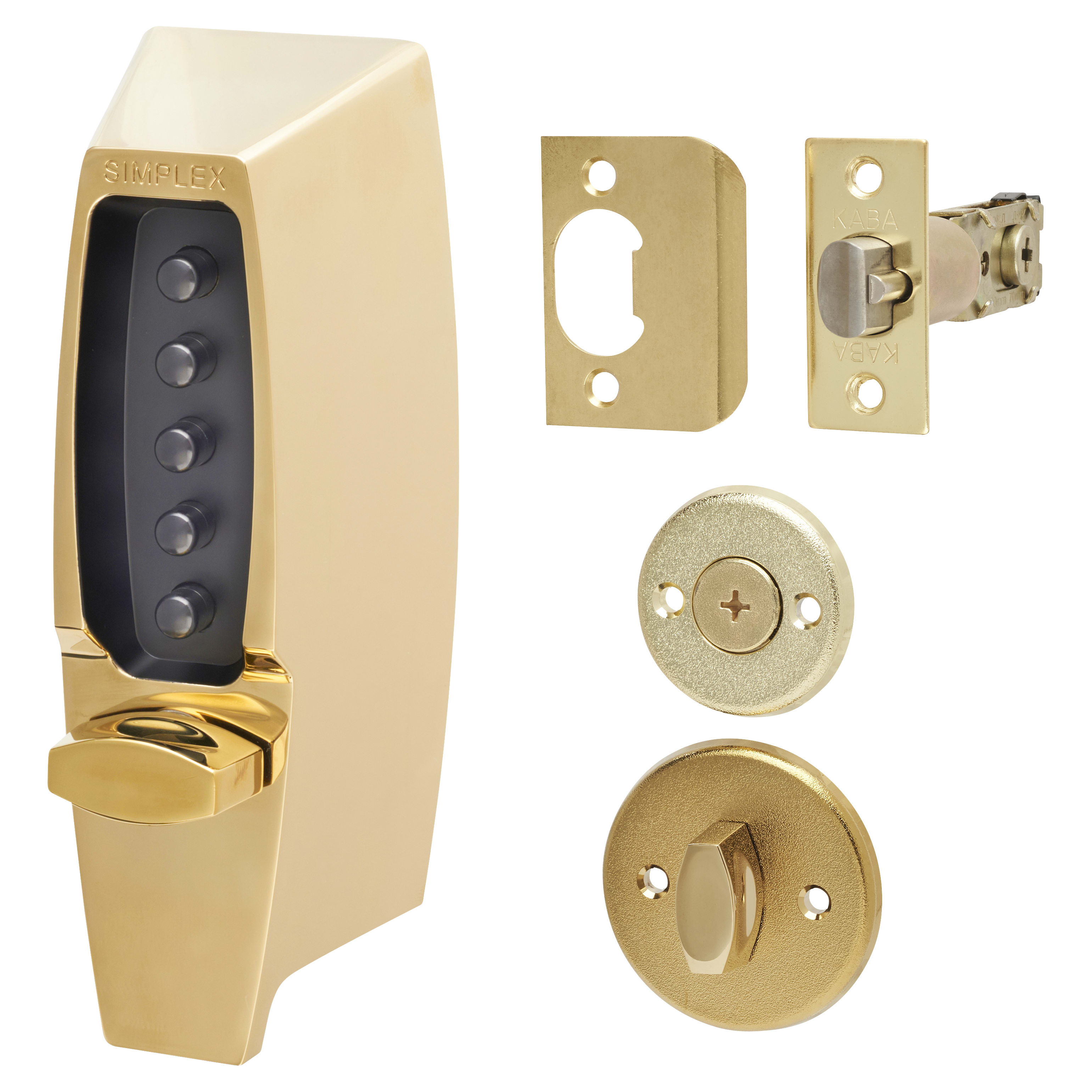 Unican 7104 Light Duty Push Button Code Lock and Latch - Polished Brass - view 2
