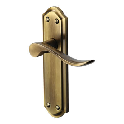 Marcus Antique Brass Scroll Latch Door Handles - Sandown Range - 180 x 48mm - view 2