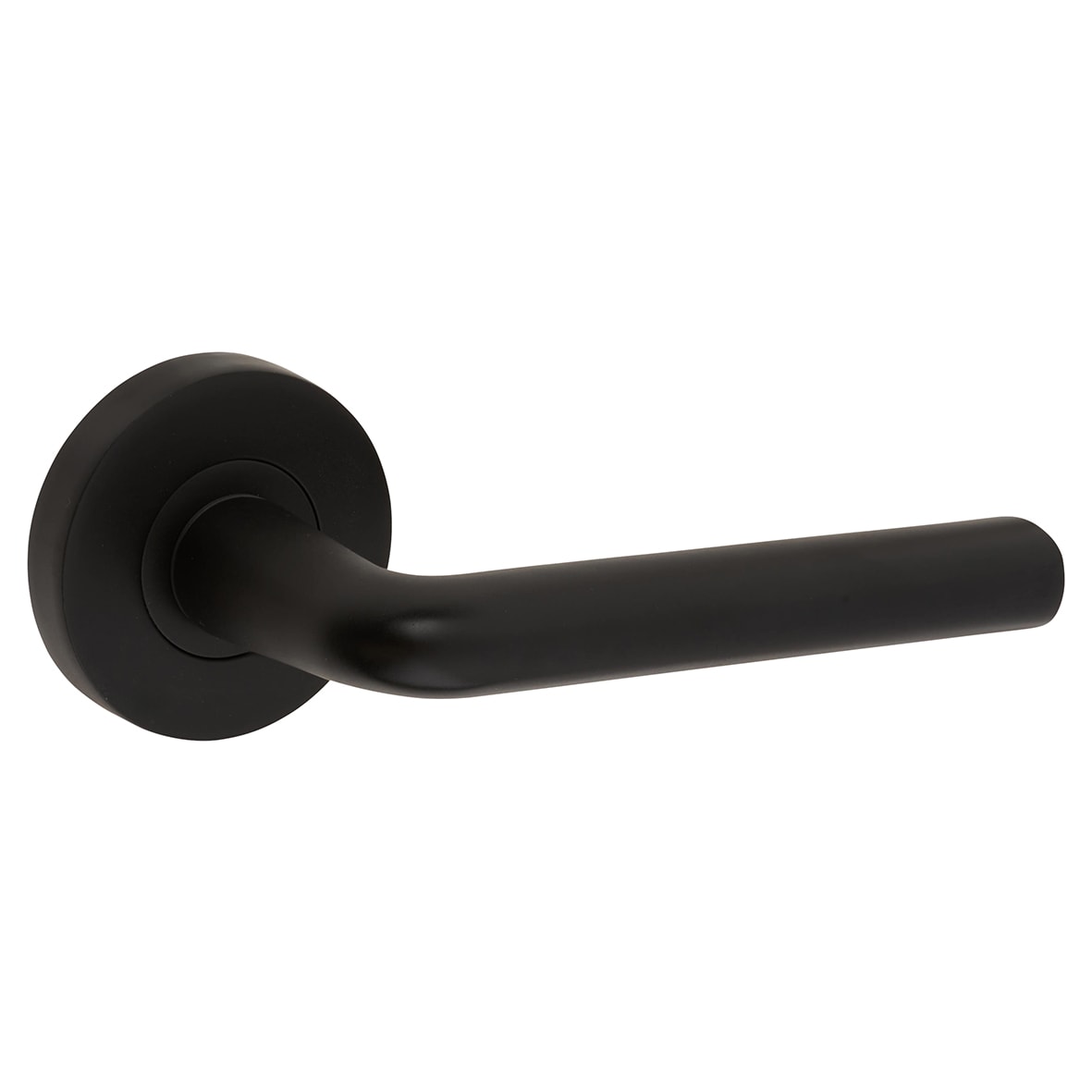 Matt Black Door Handles on Round Rose - Riva Range - view 2