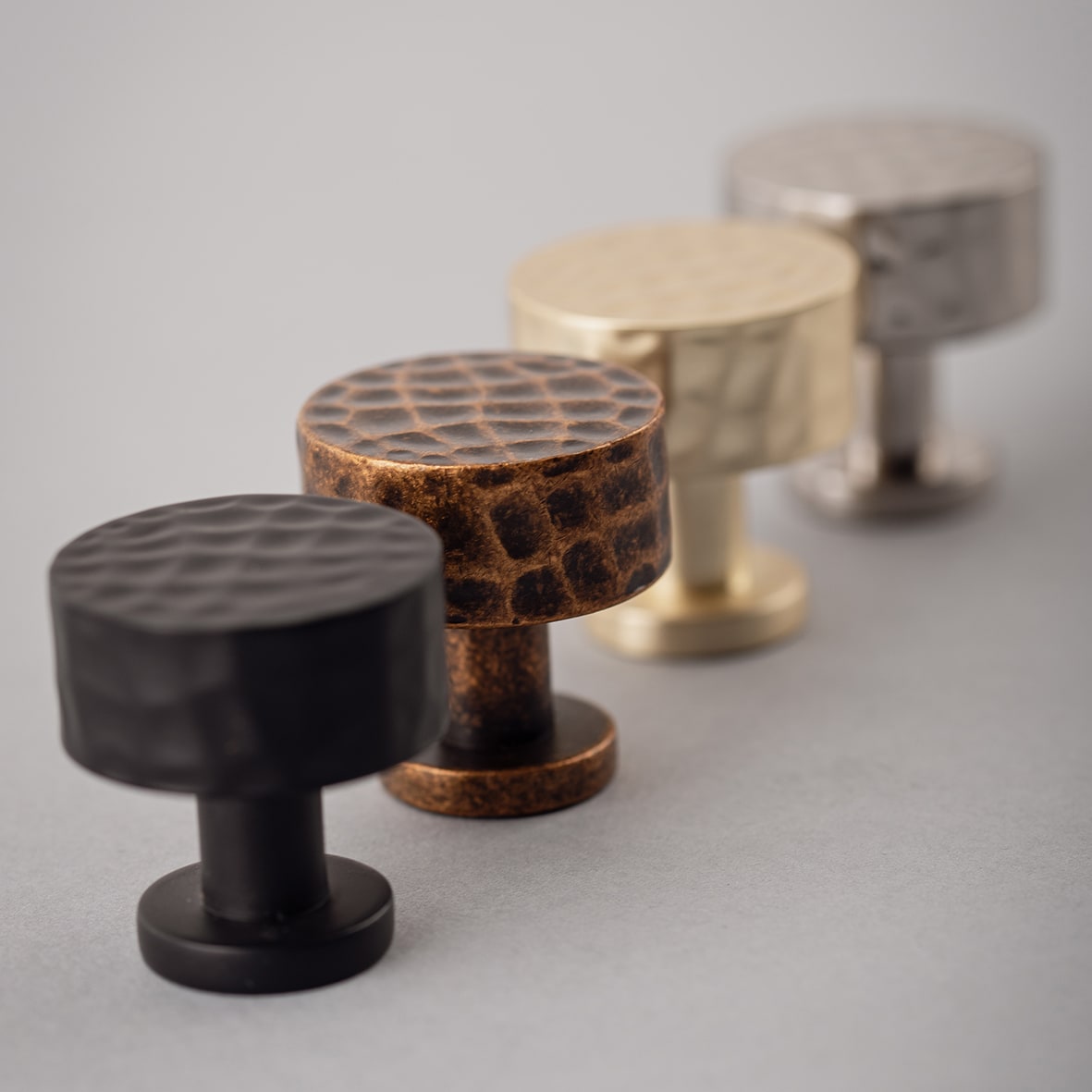 Kendal Hammered Round Cabinet Knob - 30mm Diameter - Matt Black - view 4